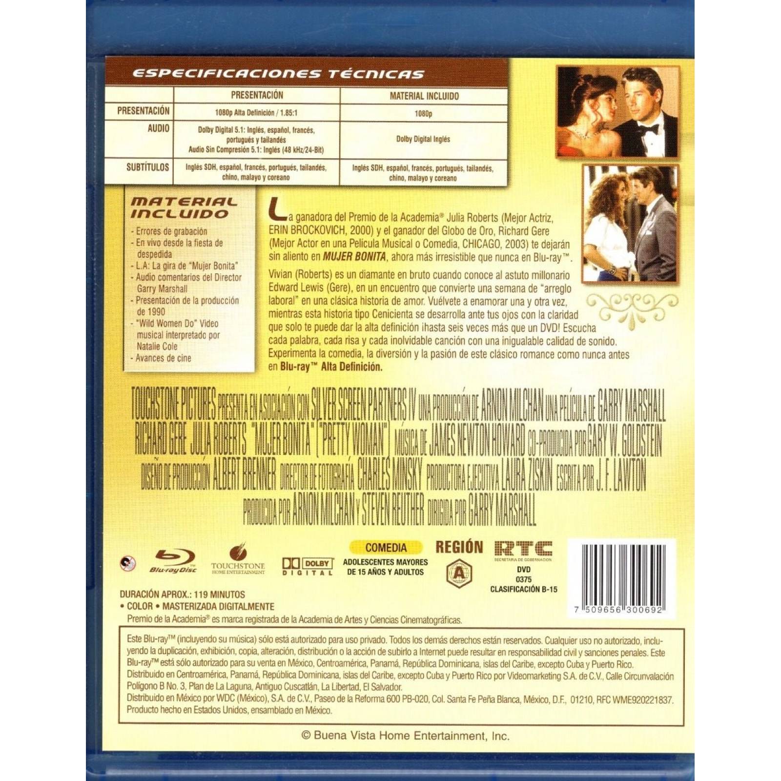 Mujer Bonita Julia Roberts Richard Gere Pelicula Blu-ray