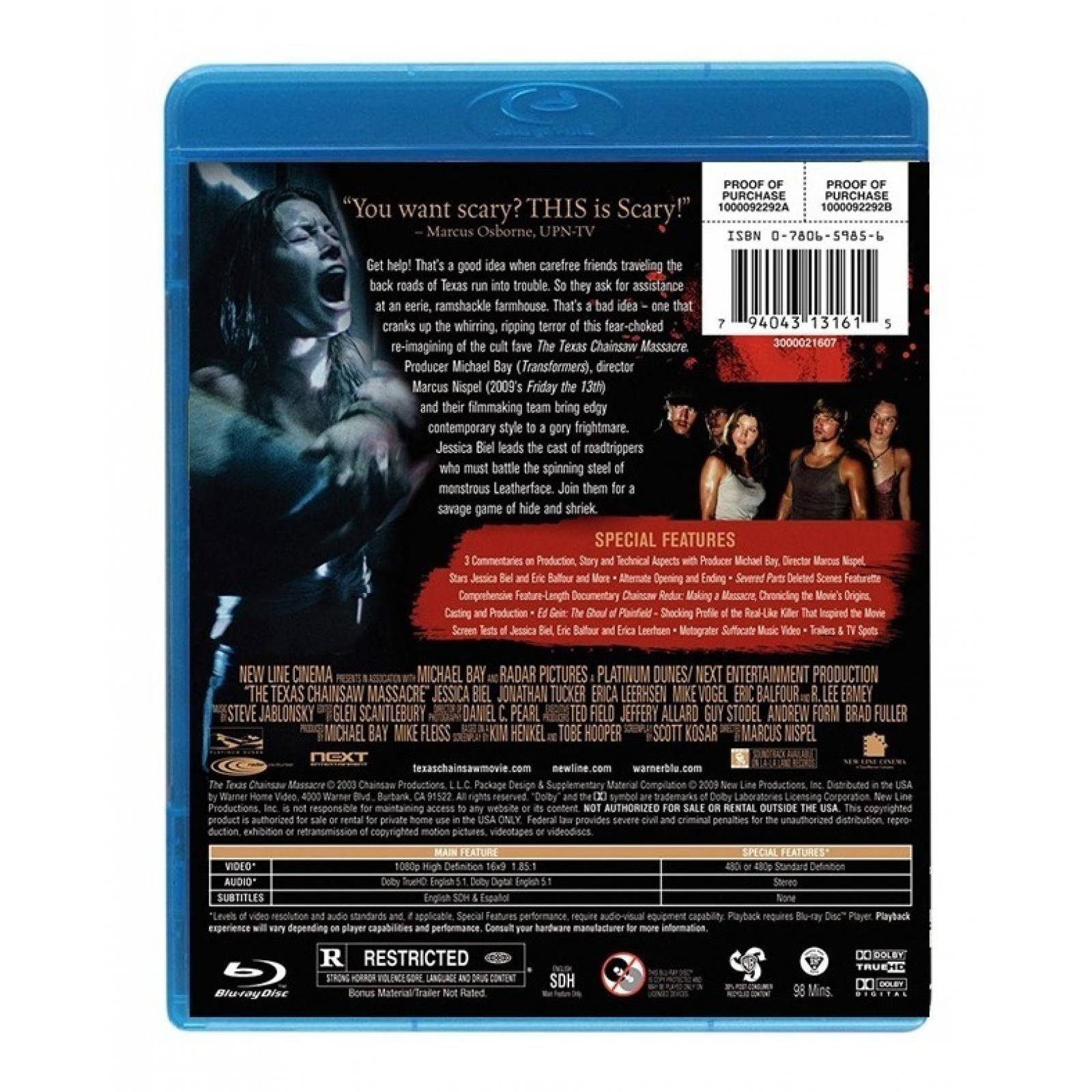 La Masacre De Texas Chainsaw Massacre 2003 Pelicula Blu-ray