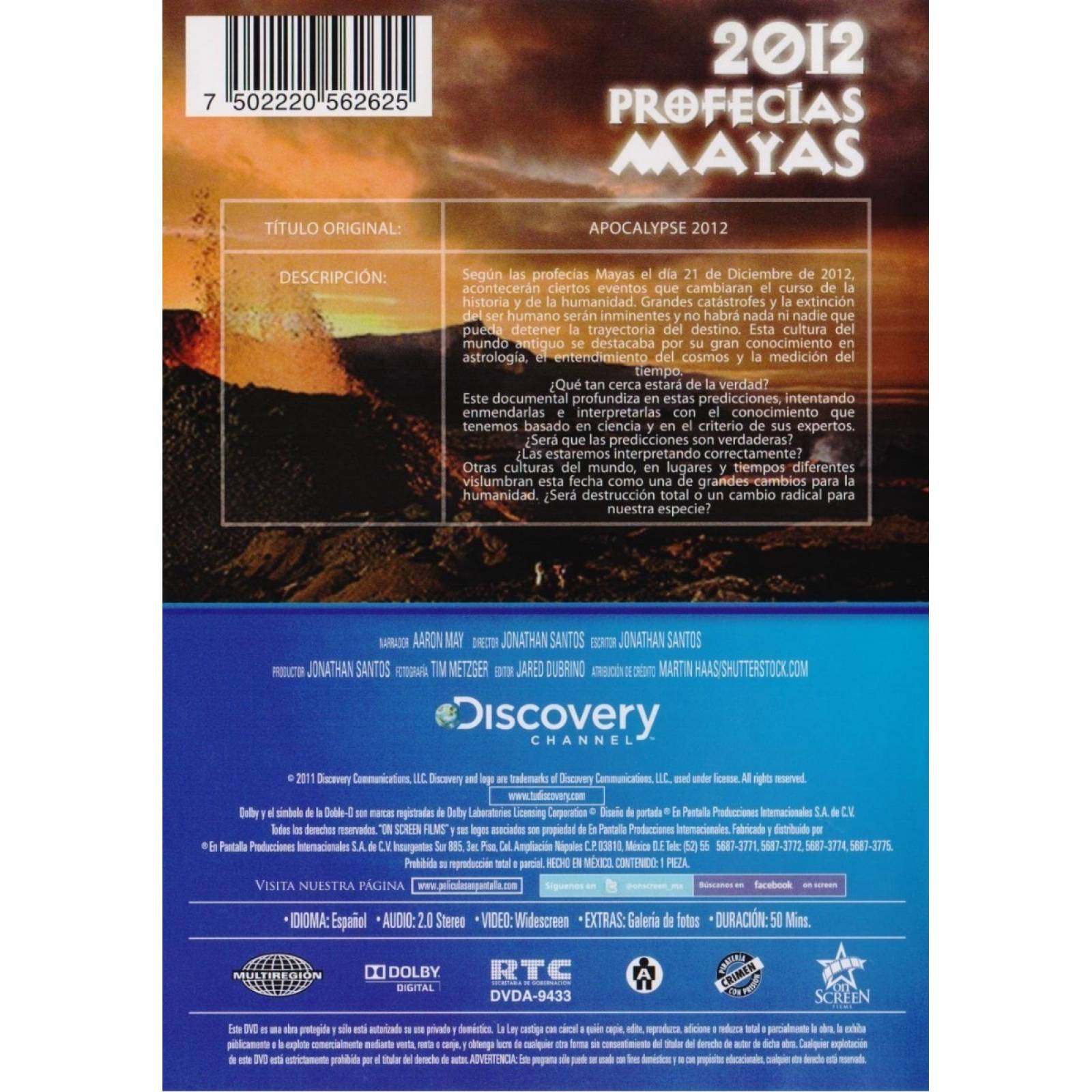 2012 Profecias Mayas Apocalypse Discovery Documental Dvd
