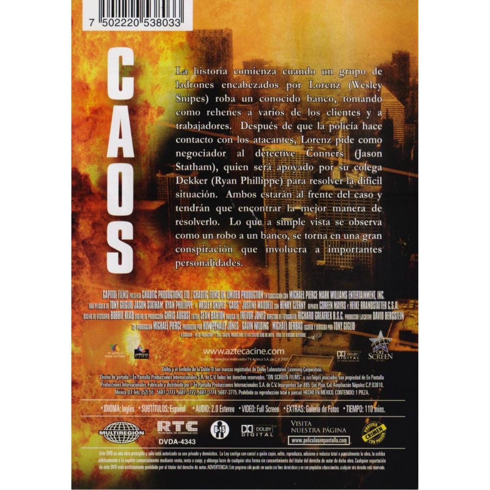 Caos Chaos Jason Statham , Wesley Snipes Pelicula Dvd