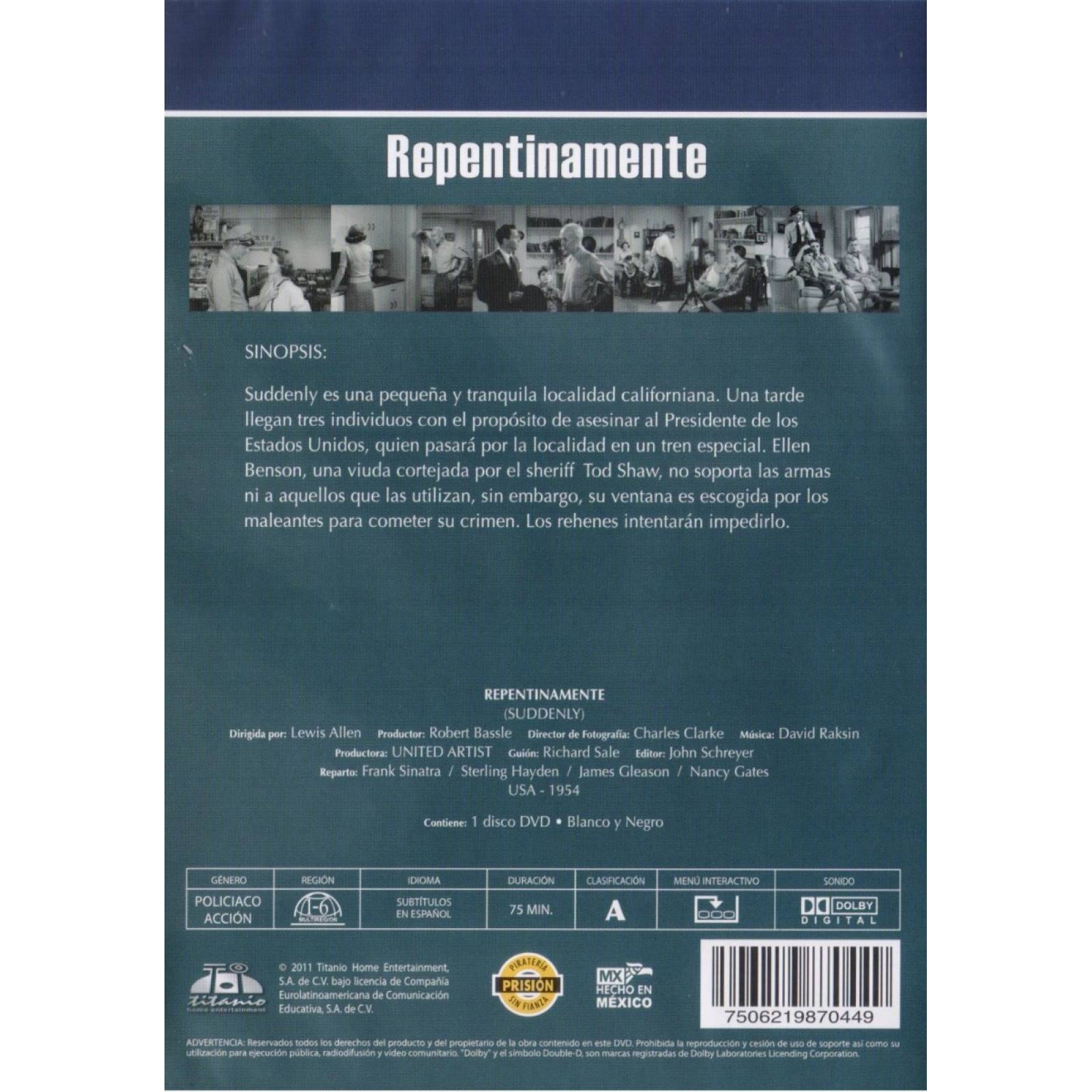 Repentinamente Suddenly 1954 Frank Sinatra Pelicula Dvd