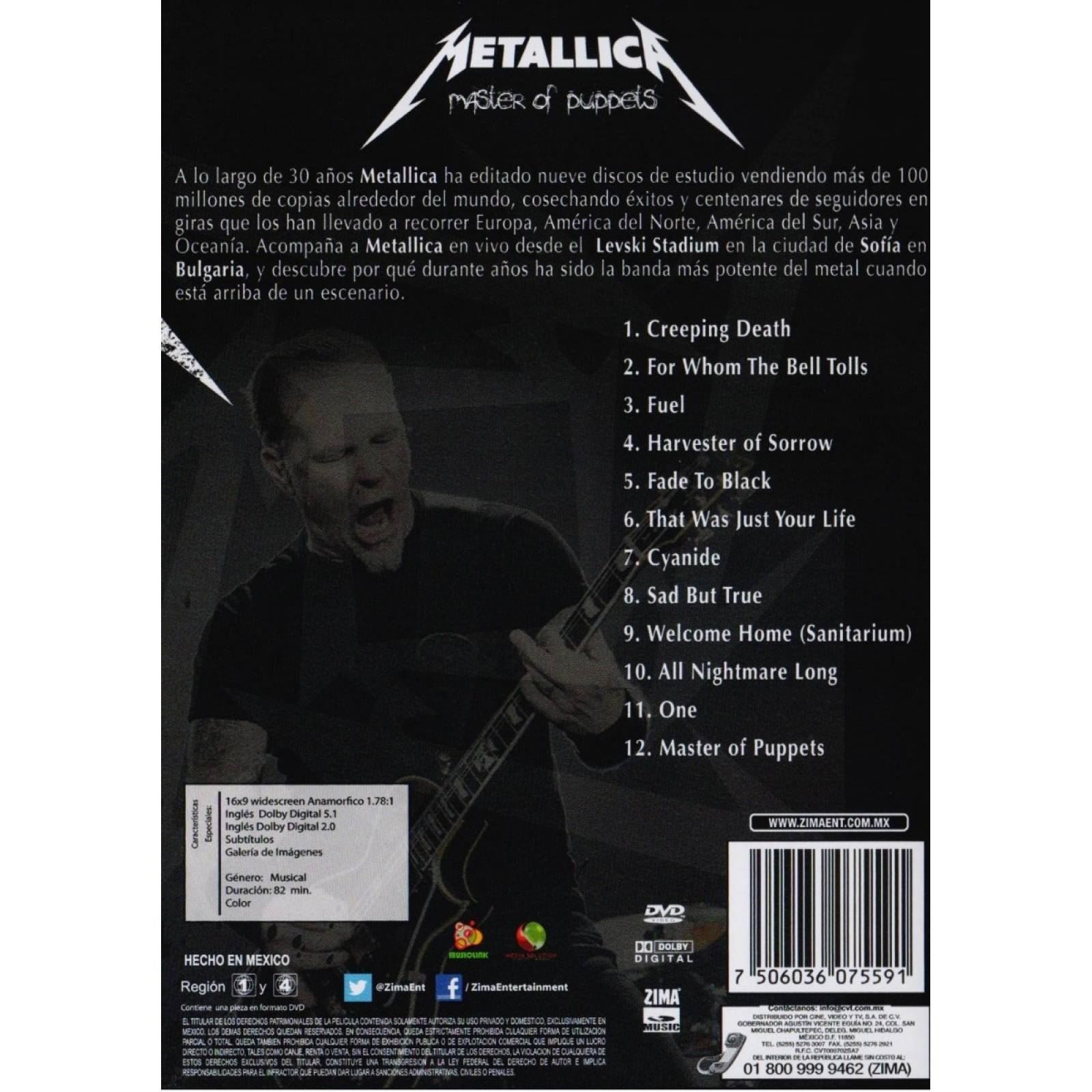 Metallica Master Of Puppets Concierto Dvd