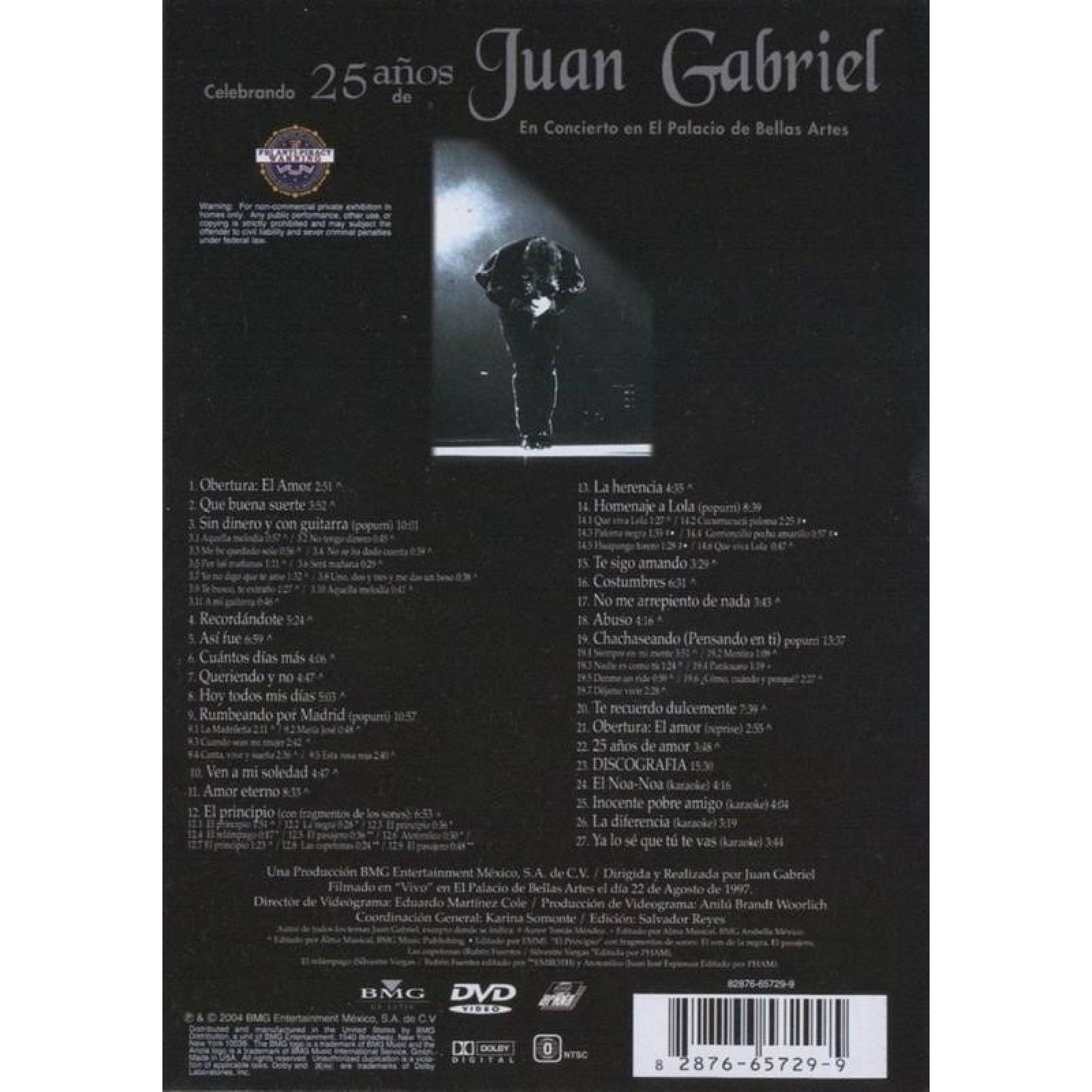 Celebrando 25 Años Juan Gabriel Concierto Bellas Artes Dvd