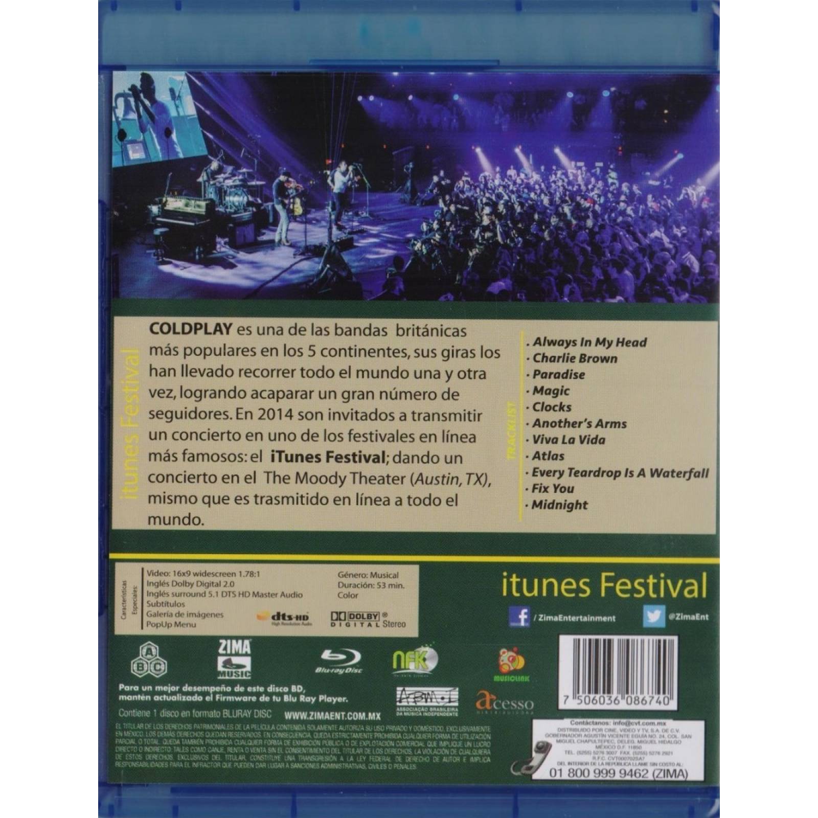 Coldplay Itunes Festival Concierto Blu-ray