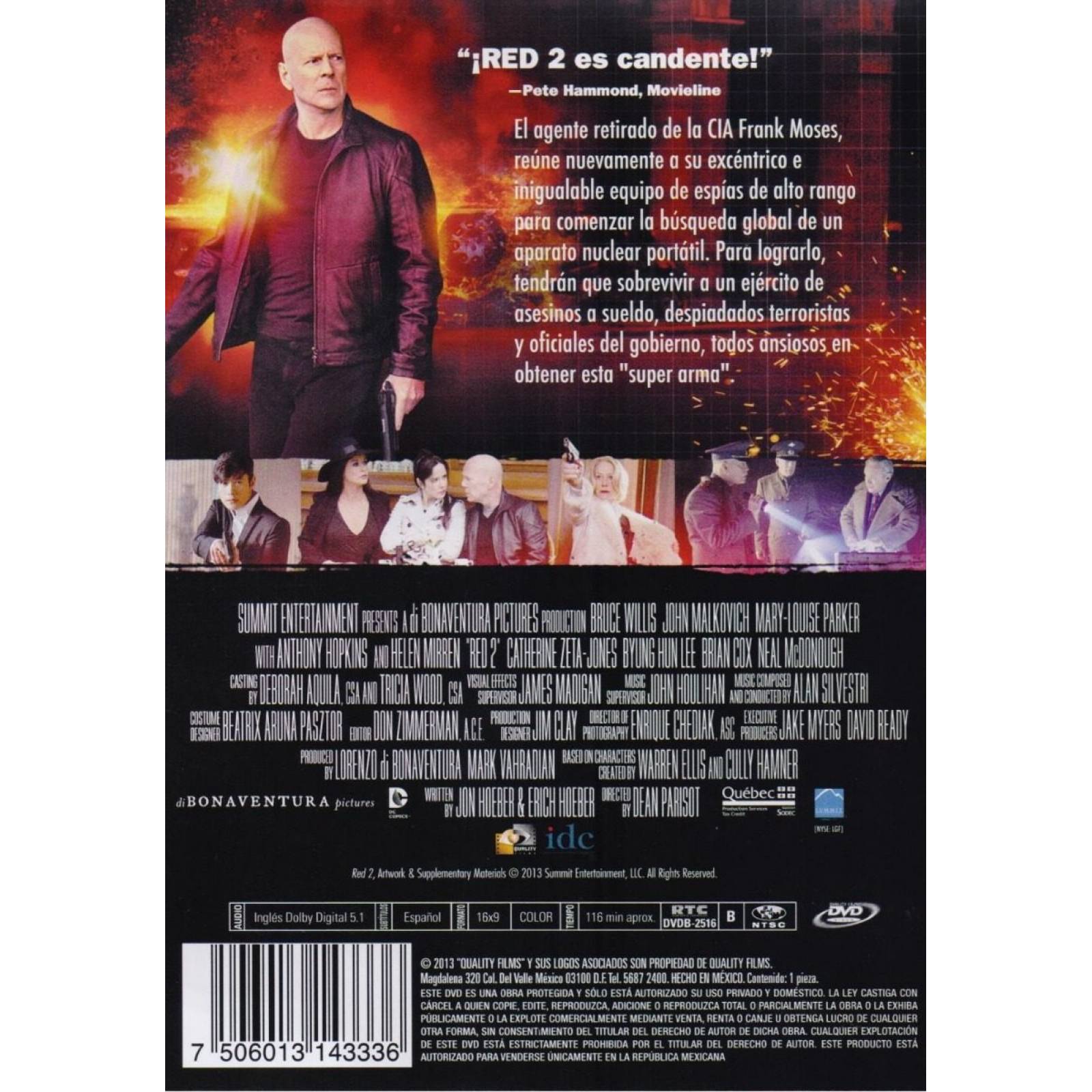 Red 2 Dos Retirados Extremadamente Duros Pelicula Dvd.