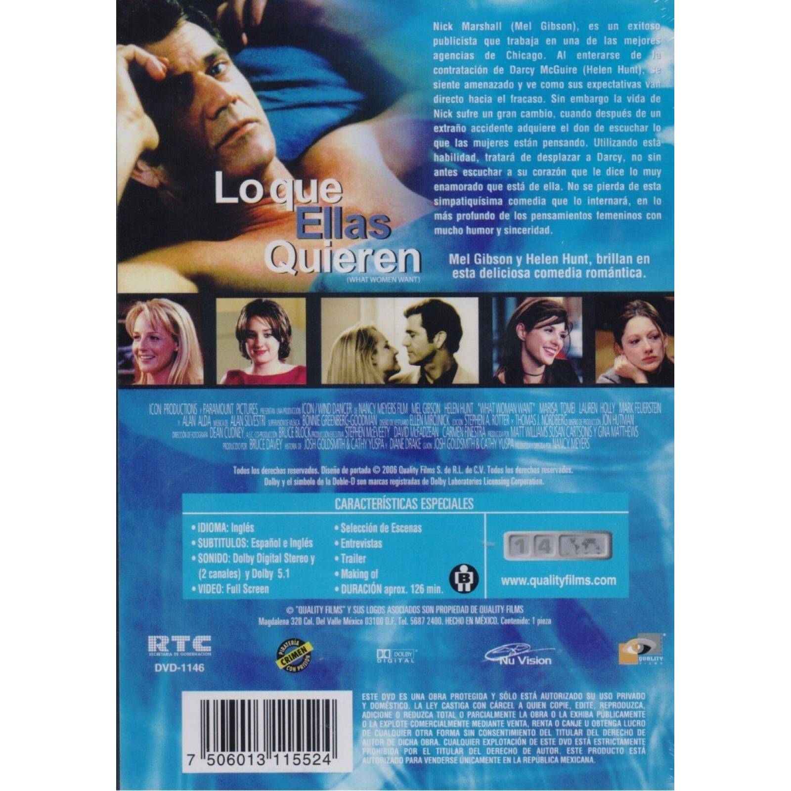 Lo Que Ellas Quieren Mel Gibson Pelicula Envio Gratis Dvd