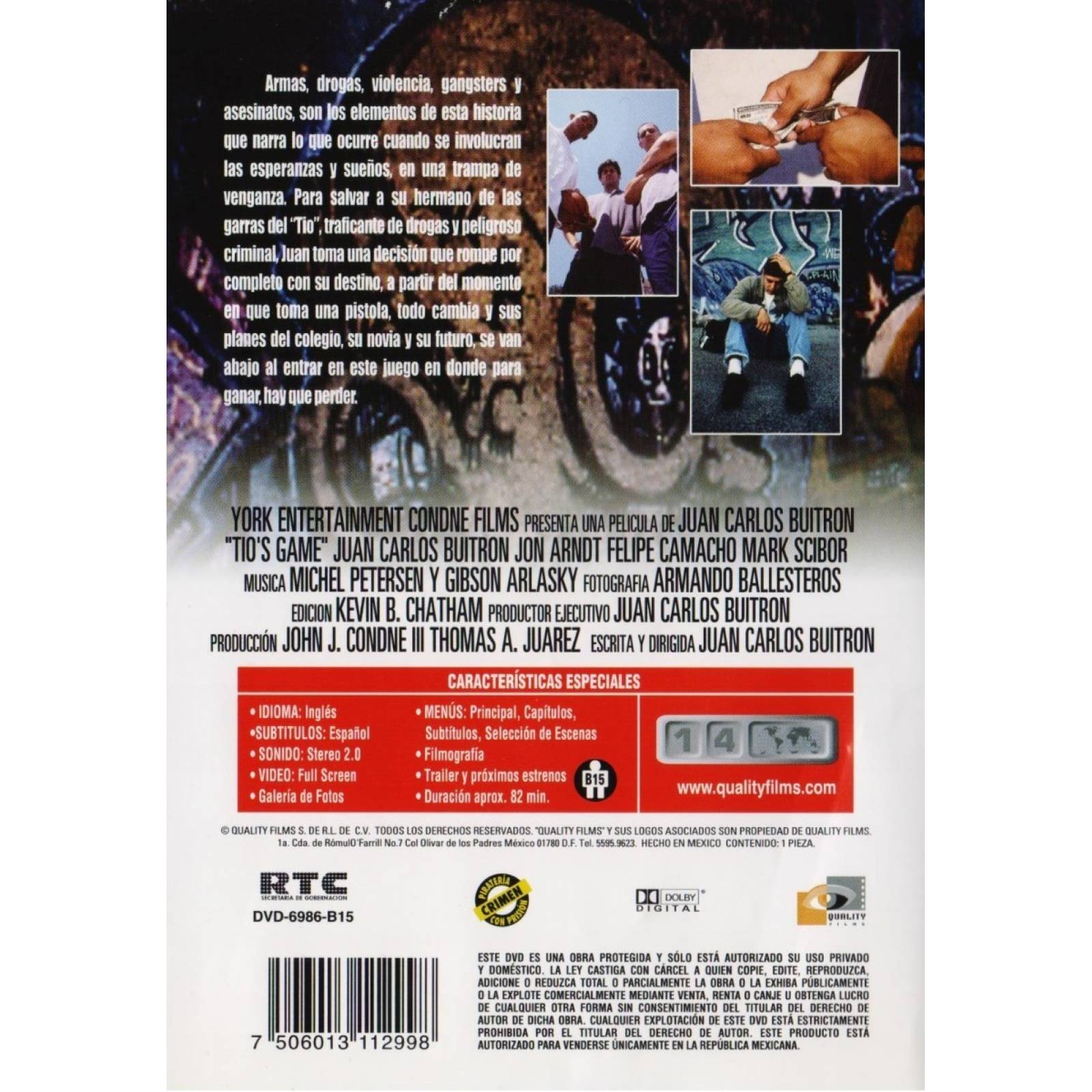 Pandilleros Tio 's Game Juan Carlos Buitron Pelicula Dvd