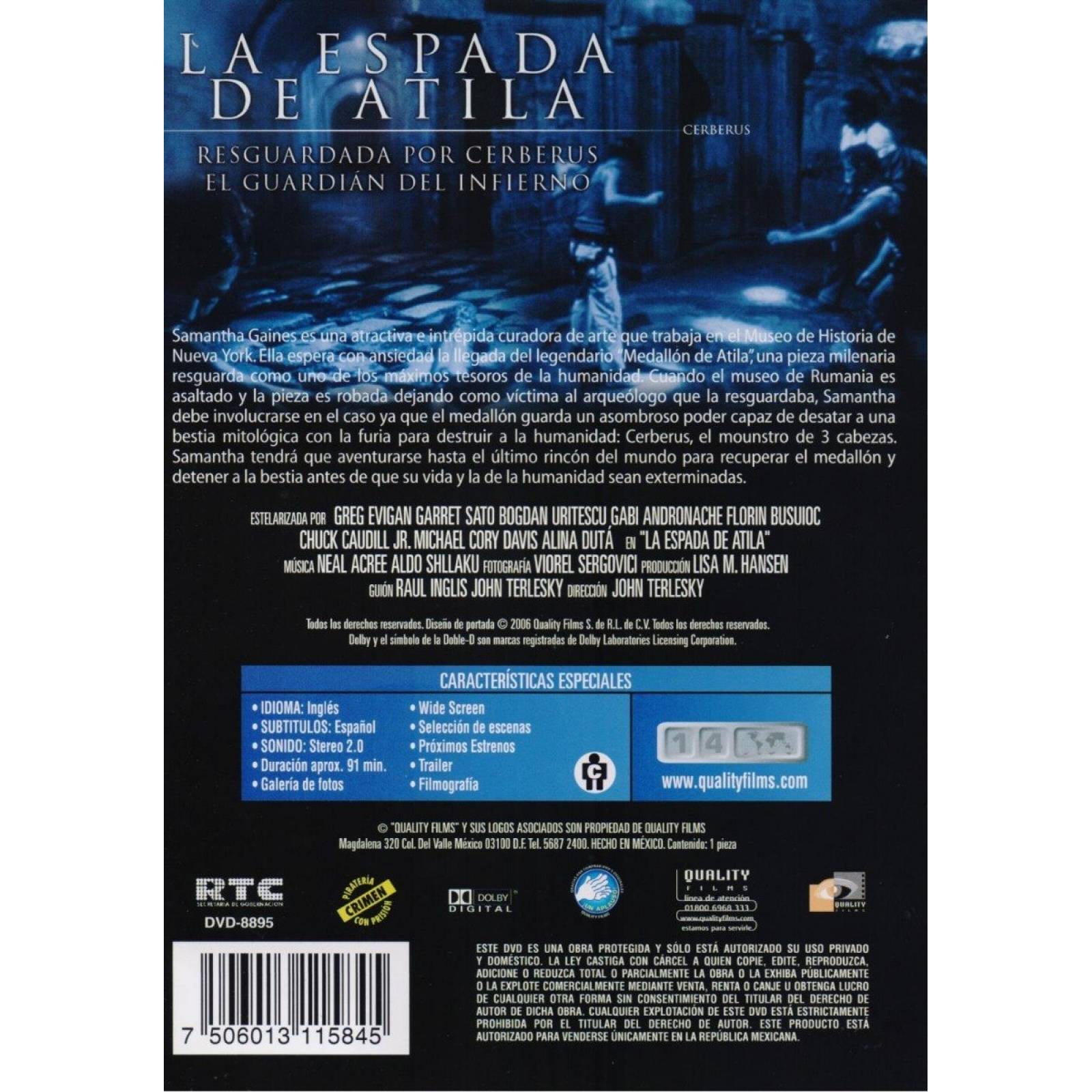 La Espada De Atila Cerberus John Terlesky Pelicula Dvd