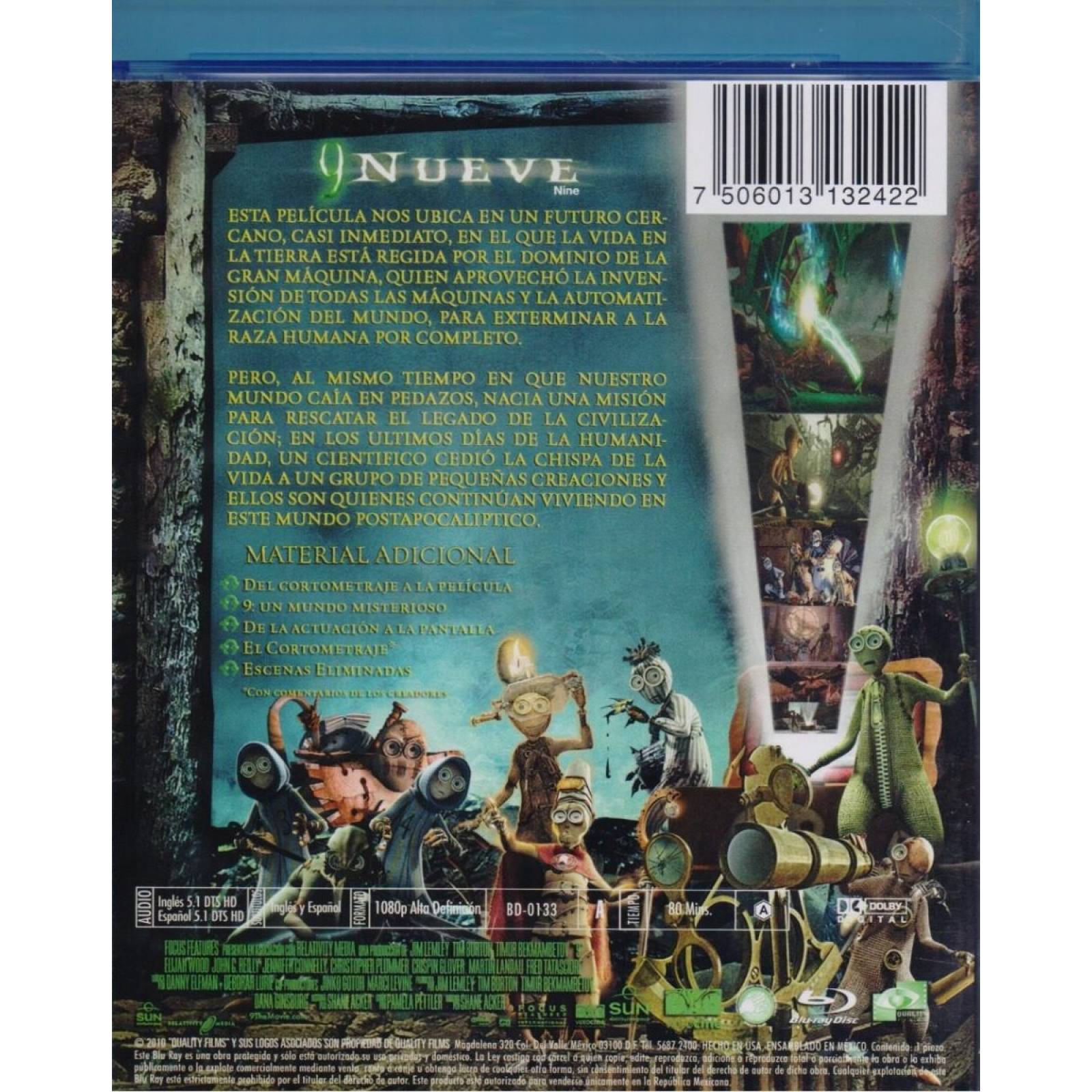 Nueve Nine 9 Tim Burton Pelicula Blu-ray