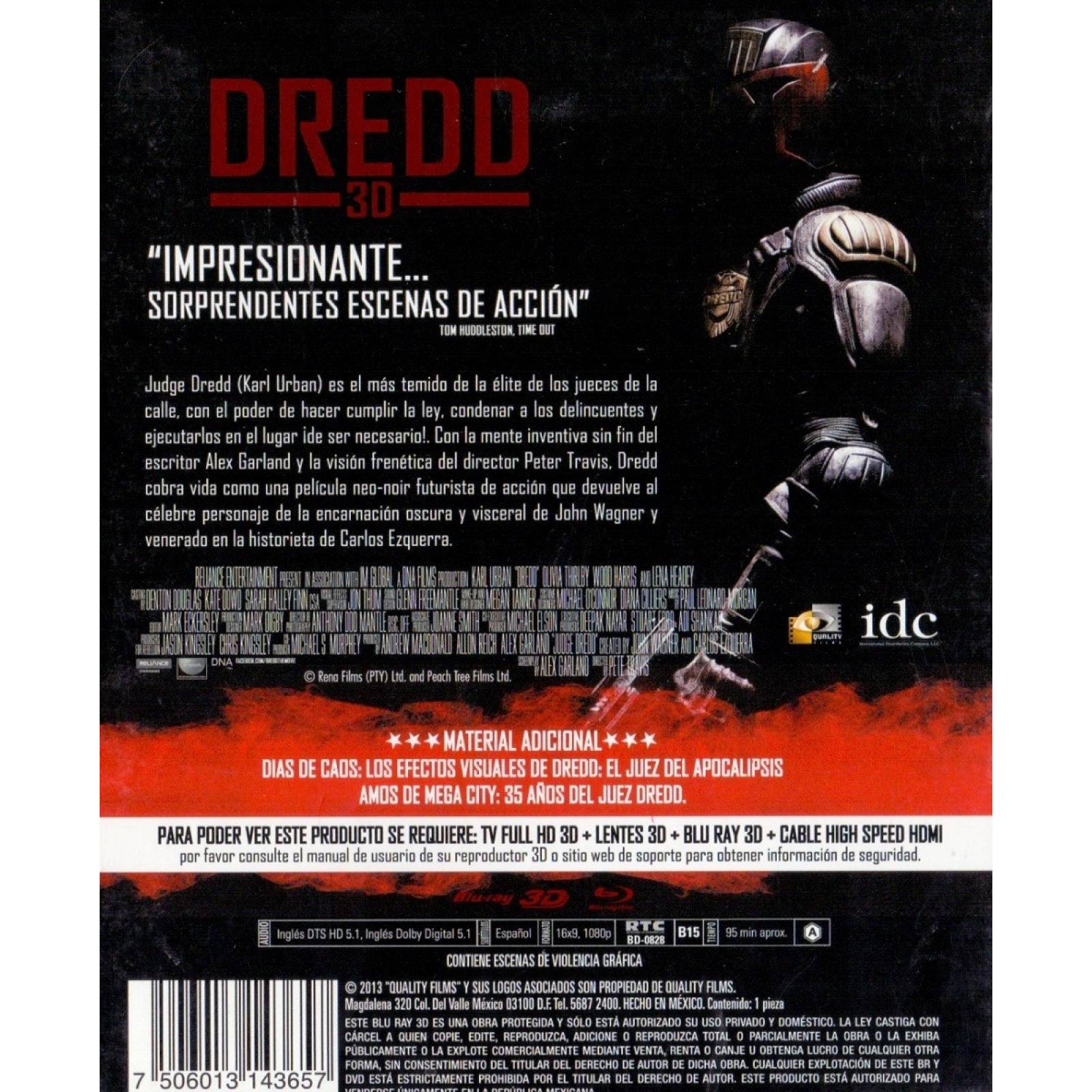 Dredd 3d Karl Urban 2012 Pelicula Blu-ray 3d