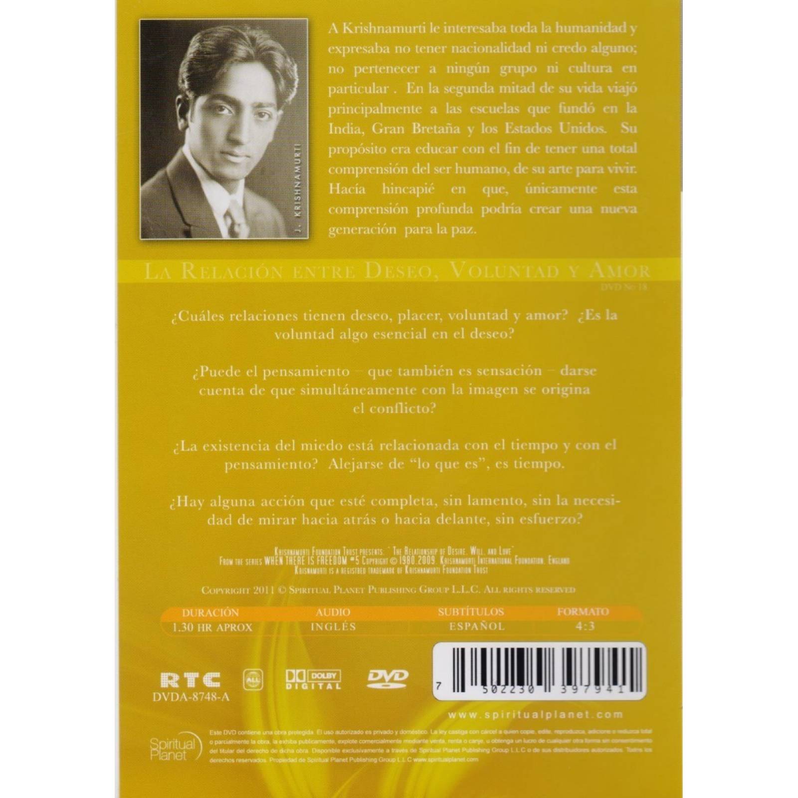 Krishnamurti La Relacion Entre Deseo Voluntad Documental Dvd
