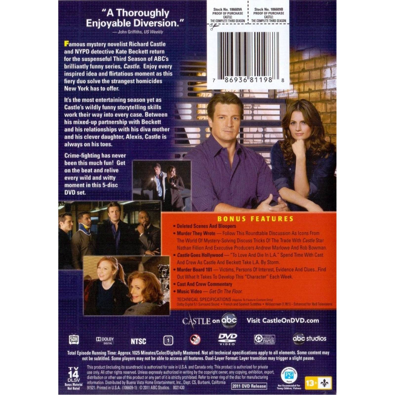Castle Tercera Temporada 3 Tres Importada Dvd