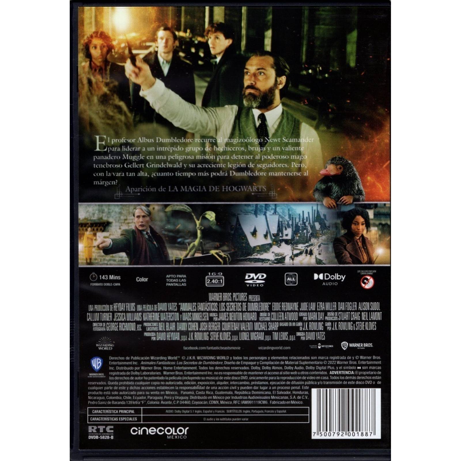 Animales Fantasticos Secretos Dumbledore Pelicula Dvd
