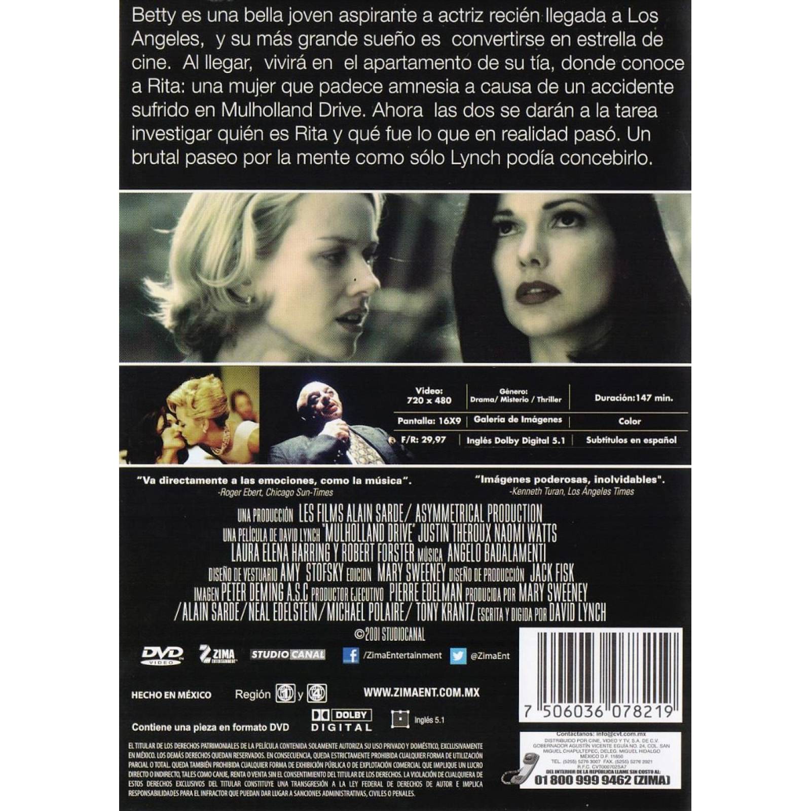 Mulholland Drive David Lynch Naomi Watts Pelicula Dvd