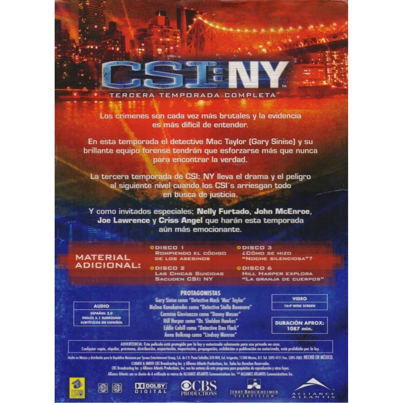 Csi Ny New York Nueva York Tercera Temporada 3 Tres Dvd