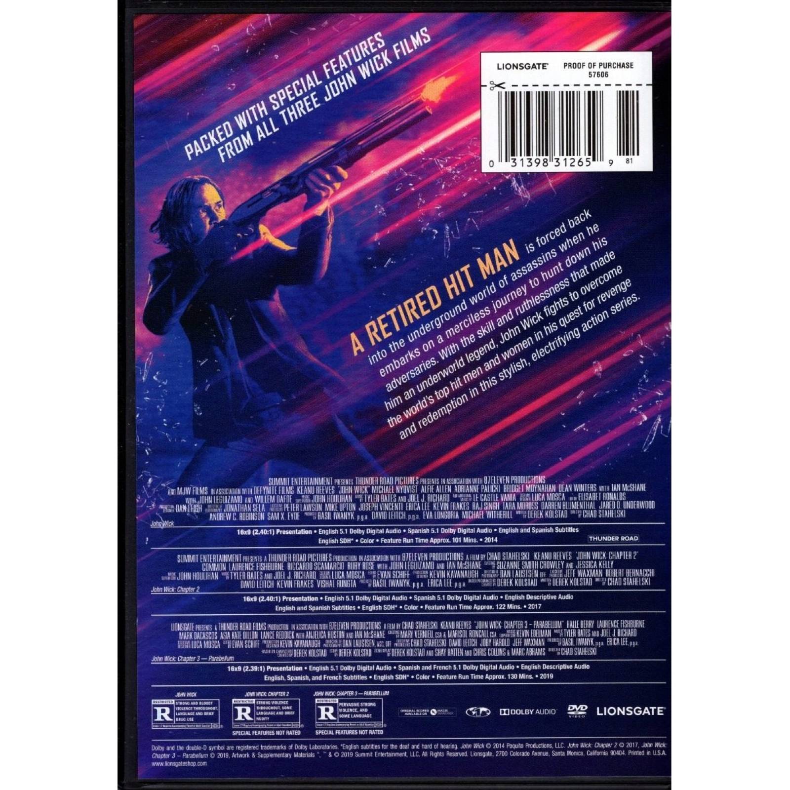 John Wick 1 2 3 Trilogia Peliculas Dvd