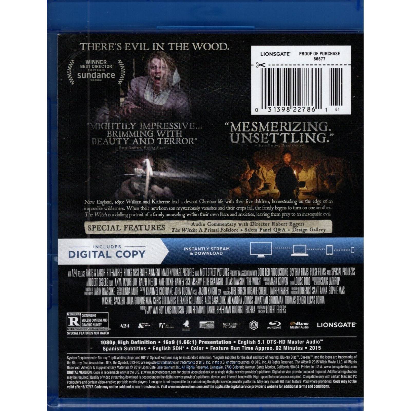 La Bruja The Witch , Pelicula Importada Blu-ray + Digital