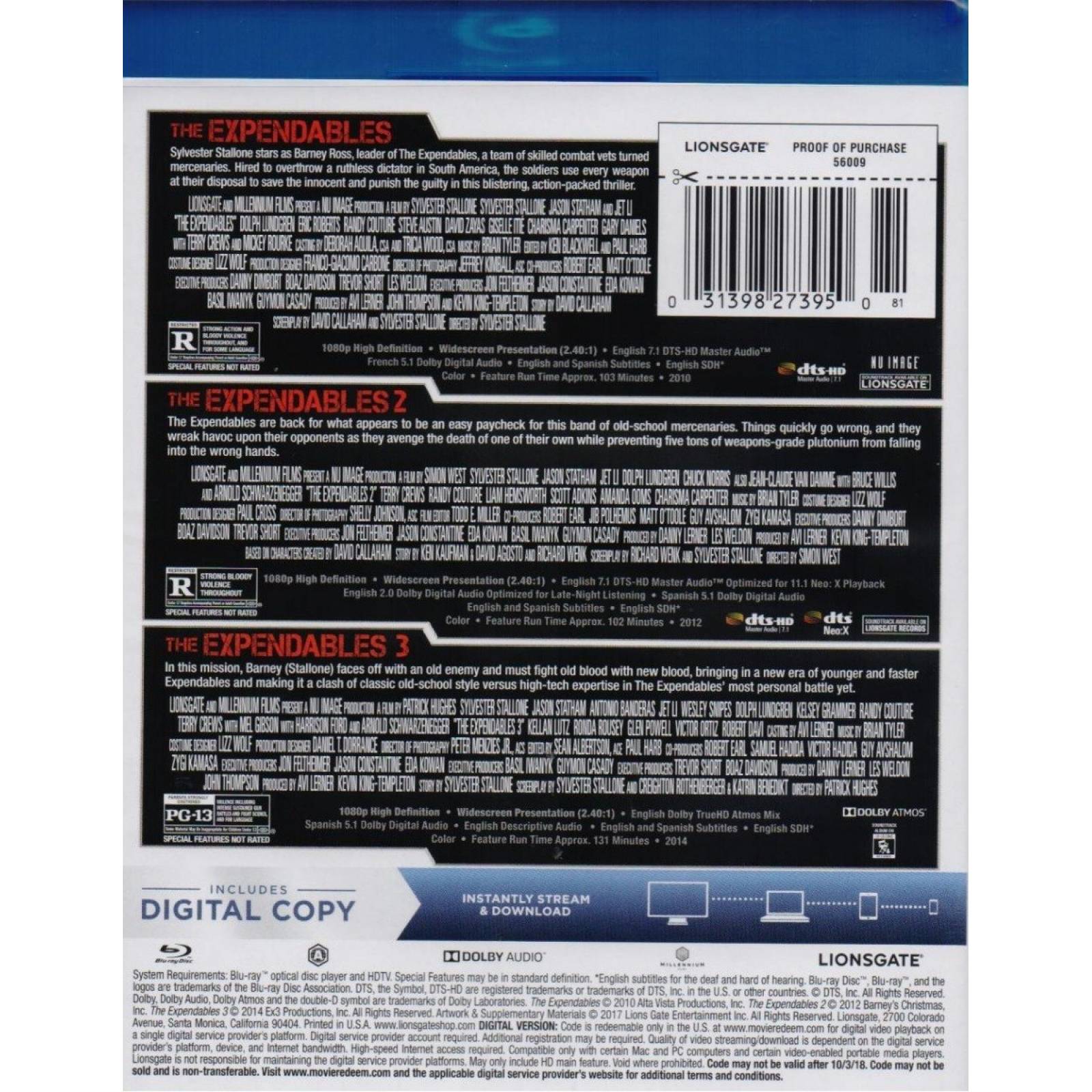 Los Indestructibles 1 2 3 Trilogia Collection Boxset Blu-ray