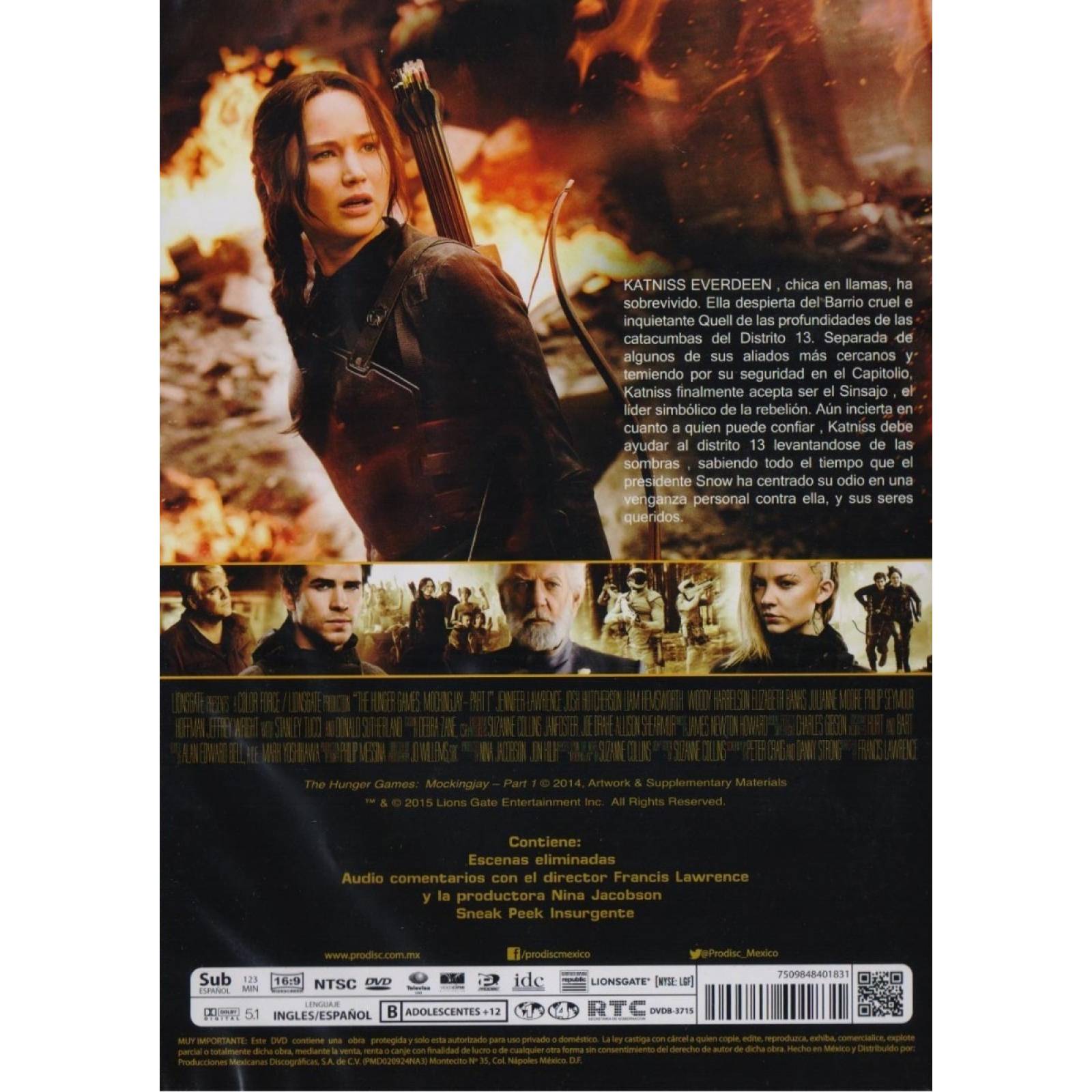 Los Juegos Del Hambre Sinsajo Parte 1 Uno Pelicula Dvd