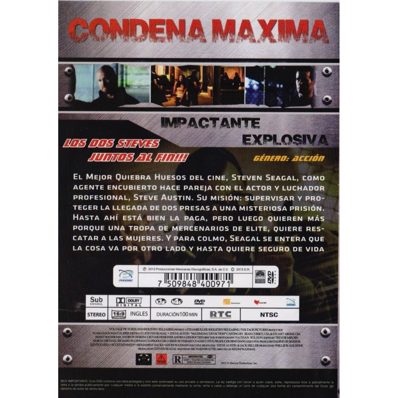Condena Maxima Steven Seagal Steve Austin Pelicula Dvd