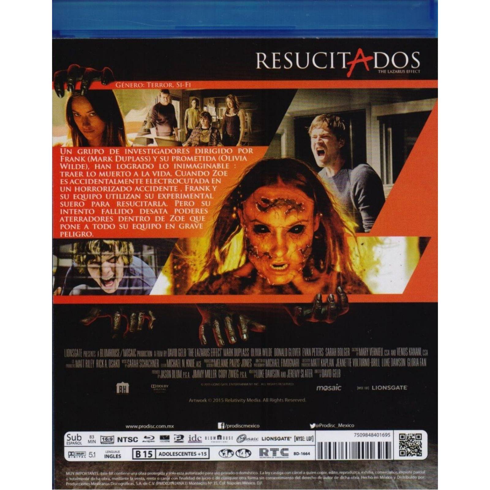 Resucitados The Lazarus Effect Olivia Wilde Pelicula Blu-ray