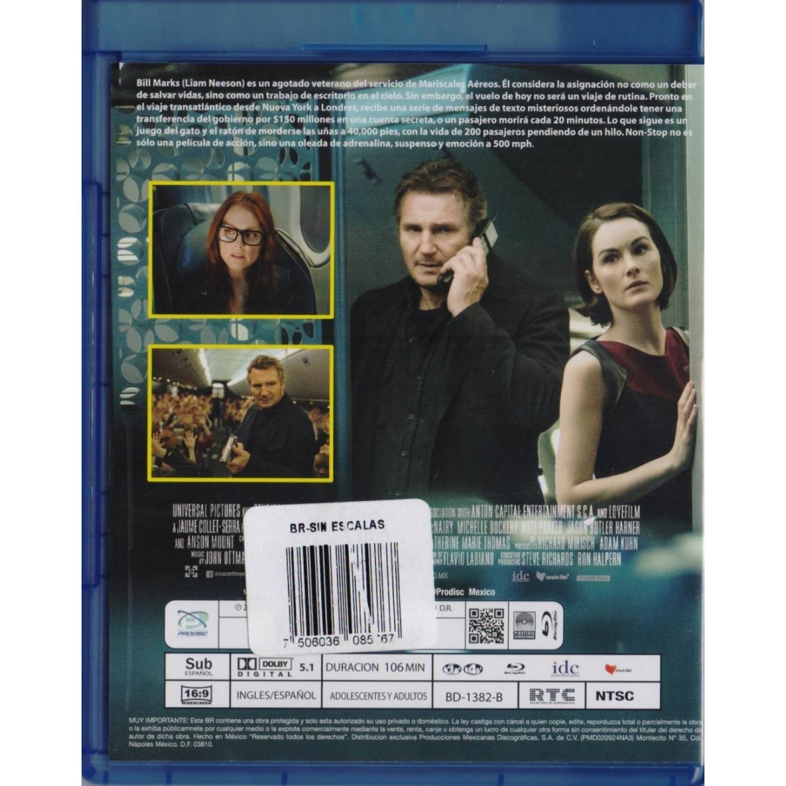 Sin Escalas Non - Stop Liam Neeson Pelicula Blu-ray