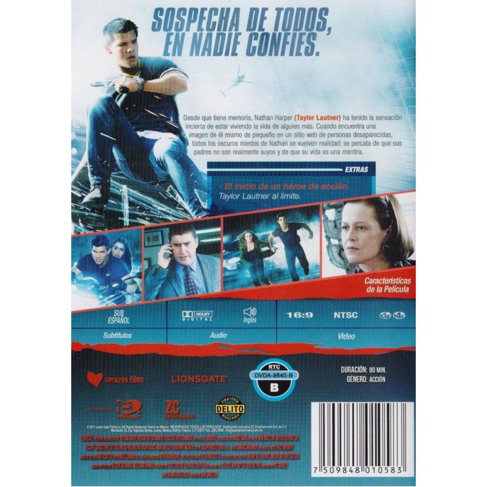 Sin Escape Abduction Taylor Lautner Pelicula Dvd
