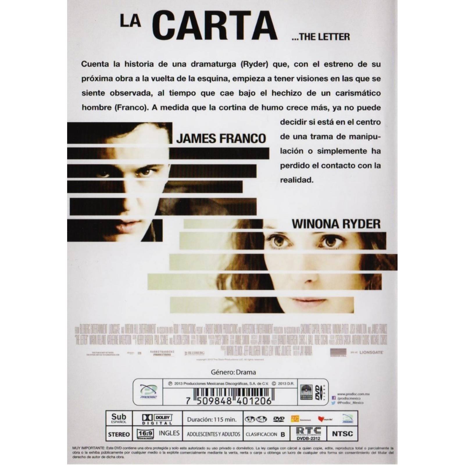 La Carta The Letter Winona Rider James Franco Pelicula Dvd