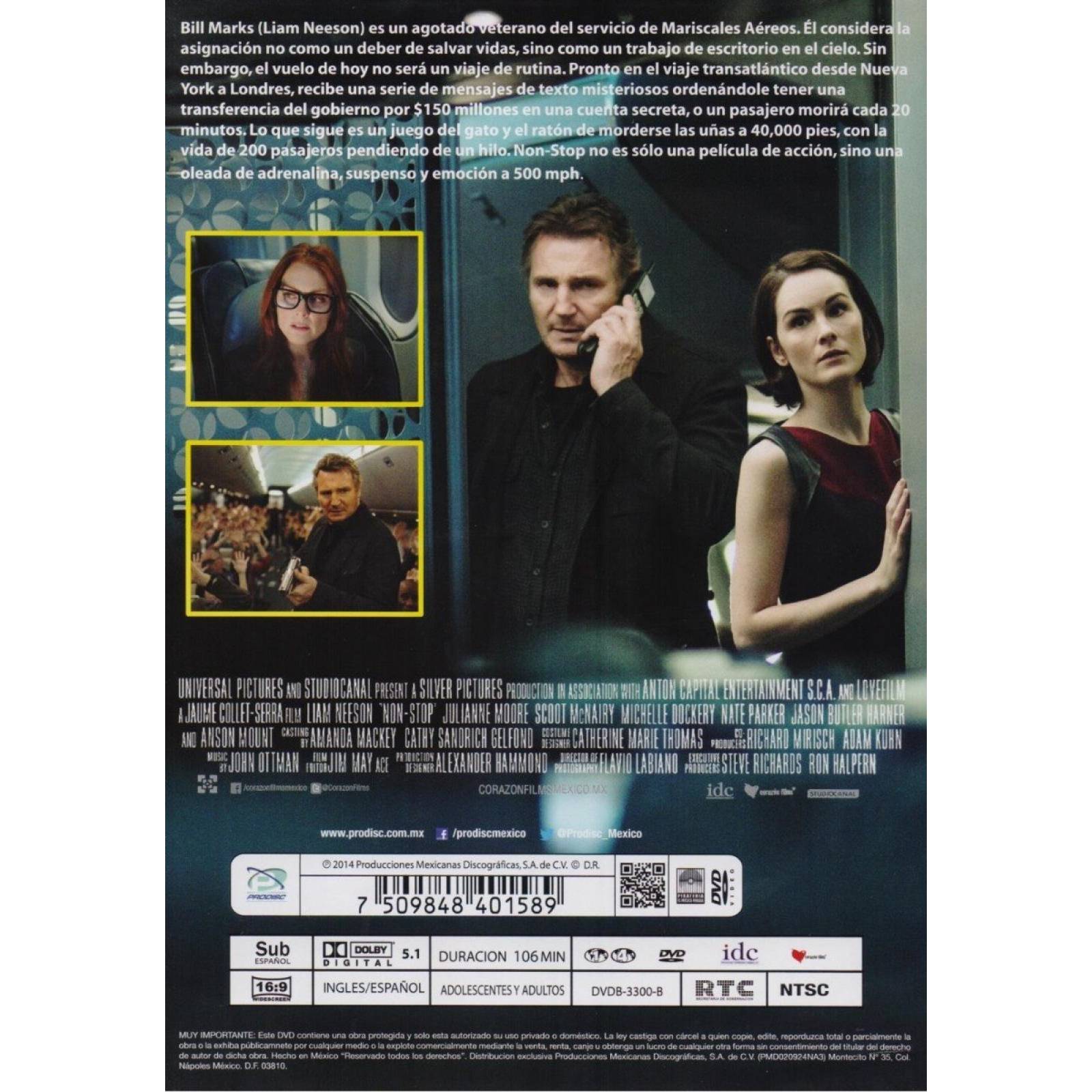 Sin Escalas Non - Stop Liam Neeson Pelicula Dvd