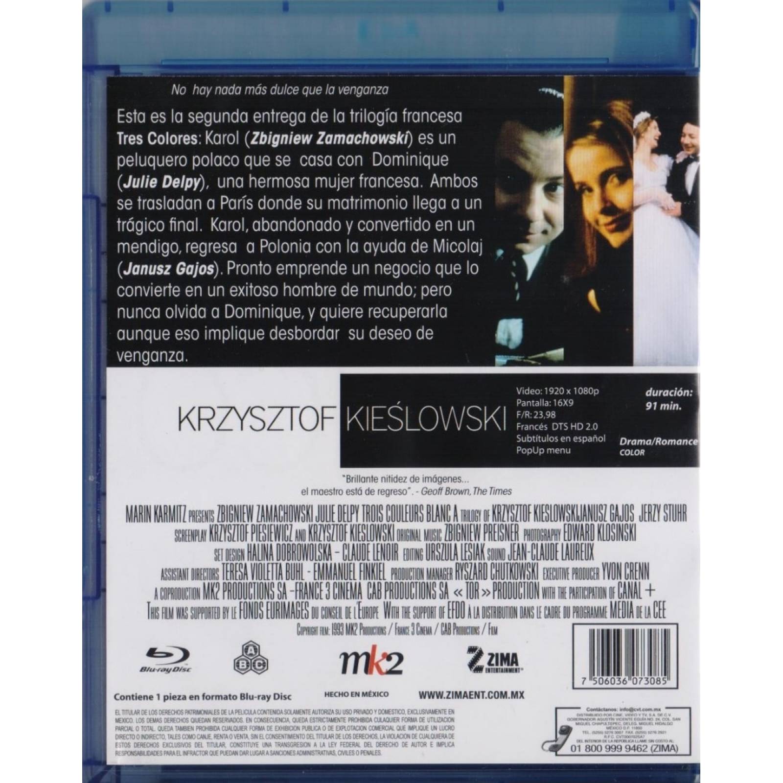 Blanco Tres Colores Krzysztof Kieslowski Pelicula Blu-ray