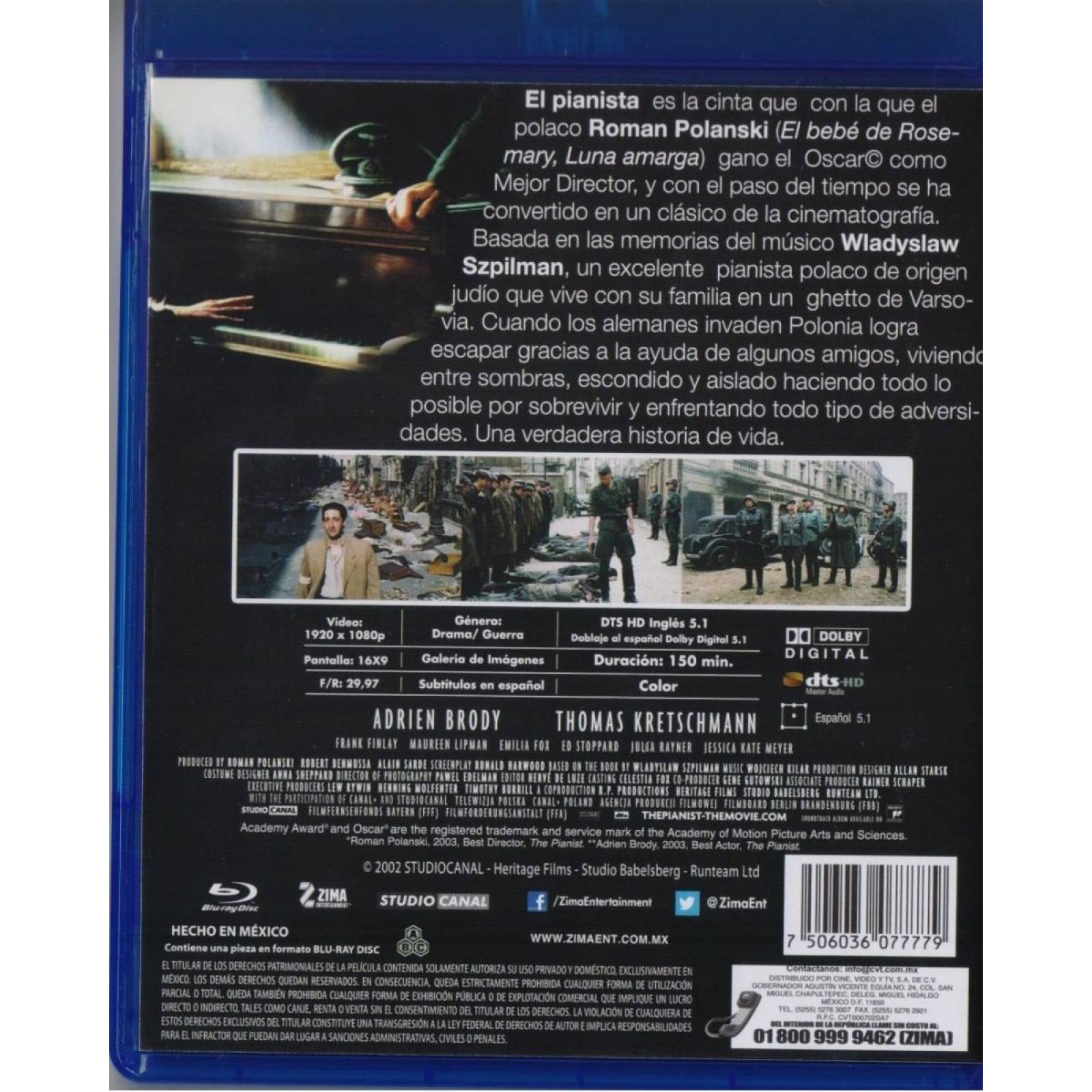 El Pianista The Pianist Roman Polanski Pelicula Blu-ray