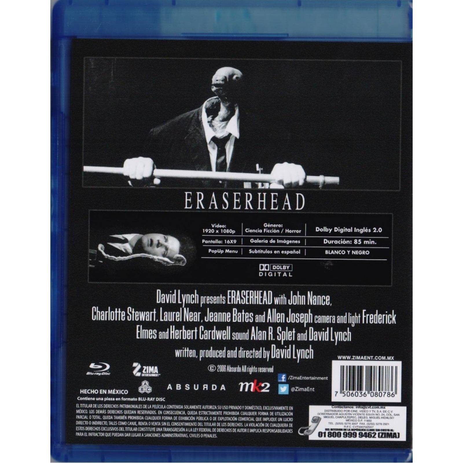 Eraserhead Cabeza De Borrador David Lynch Pelicula Blu-ray