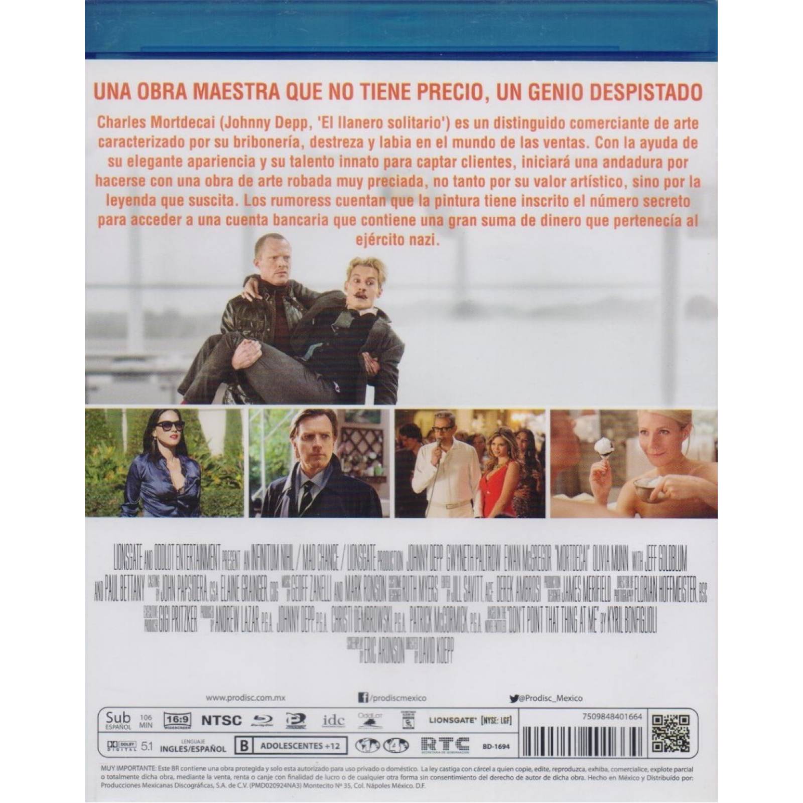 Mortdecai El Artista Del Engaño Johnny Depp Pelicula Blu-ray