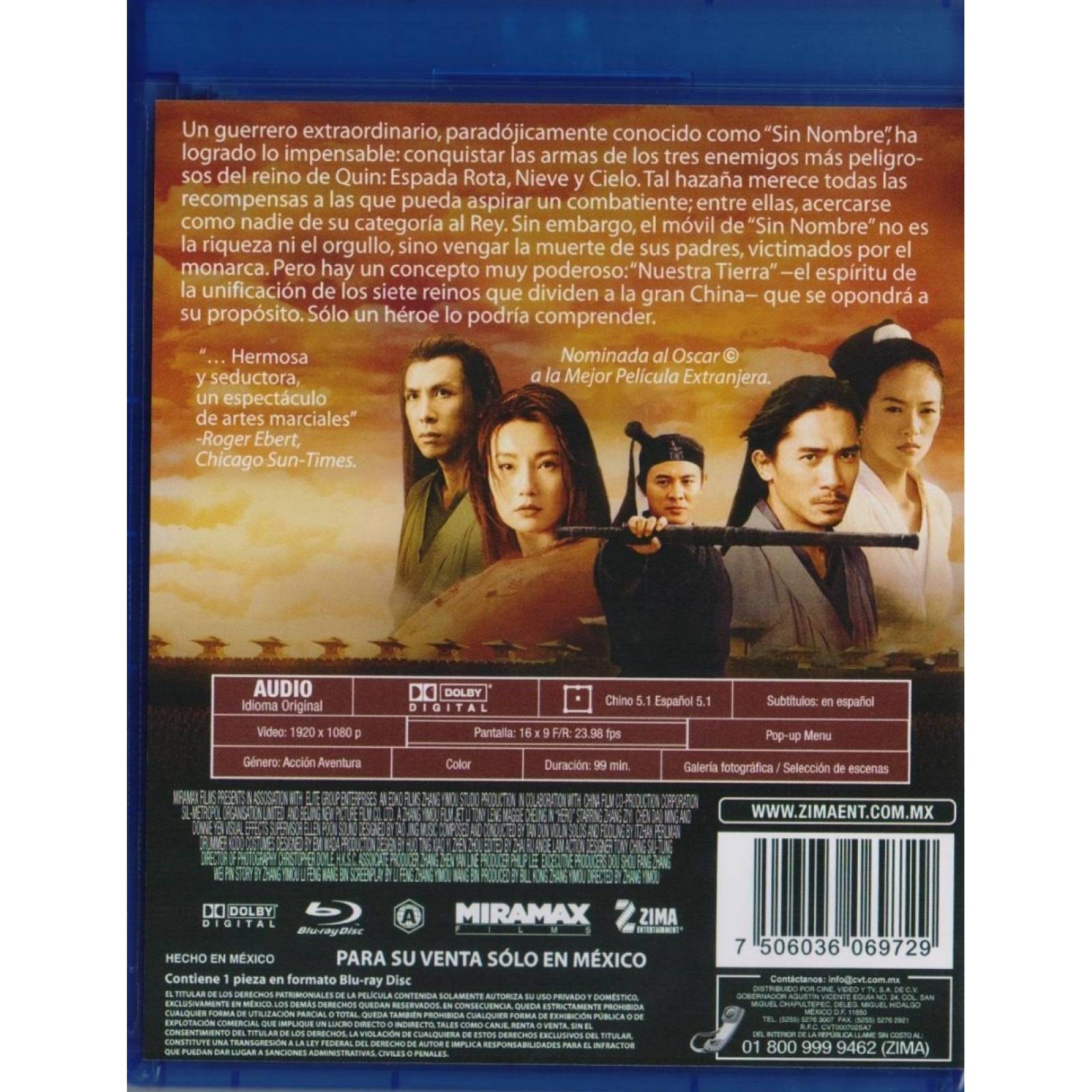 Heroe Ying Xiong Jet Li Quentin Tarantino Pelicula Blu-ra