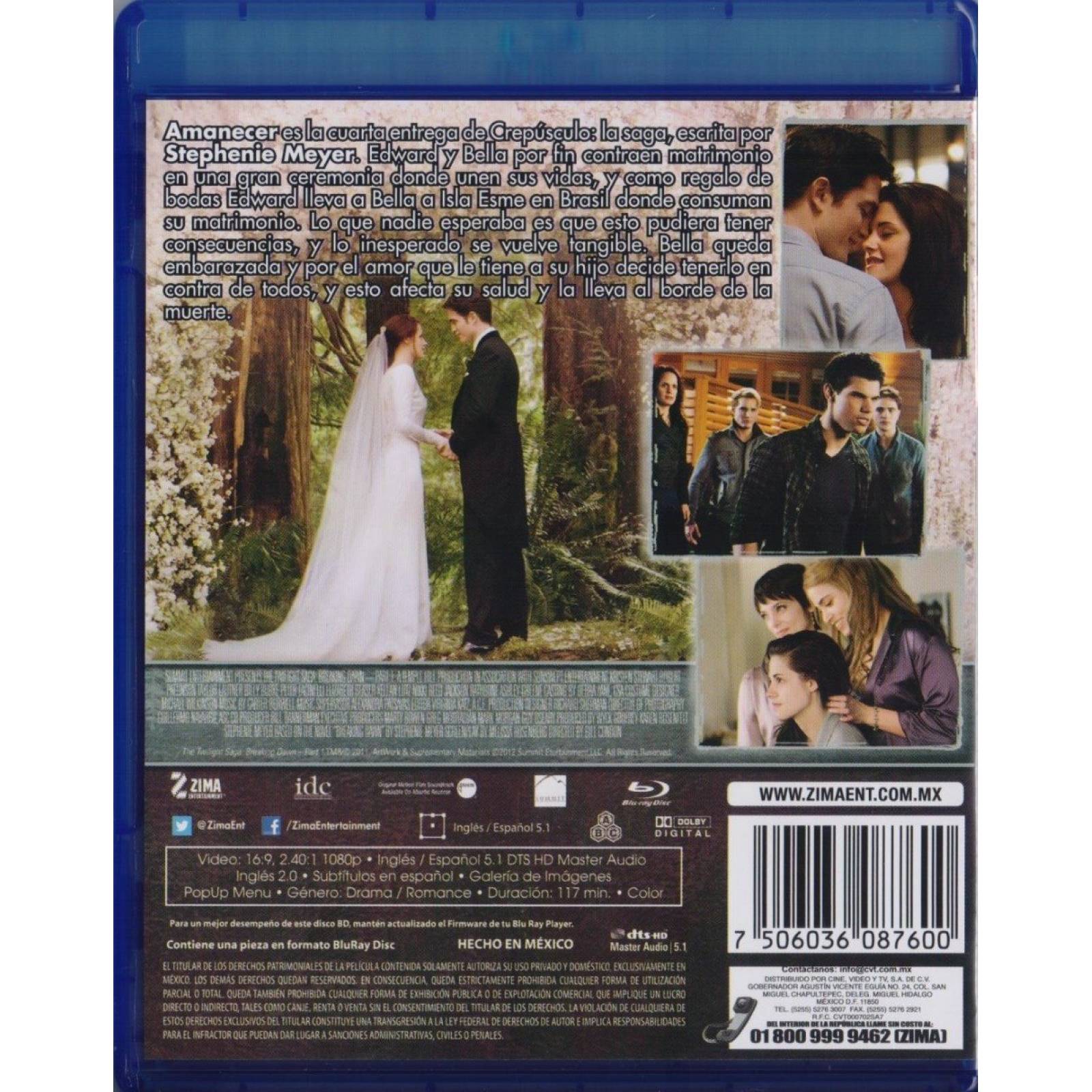 Amanecer Parte 1 Uno Saga Crepusculo Pelicula Blu-ray