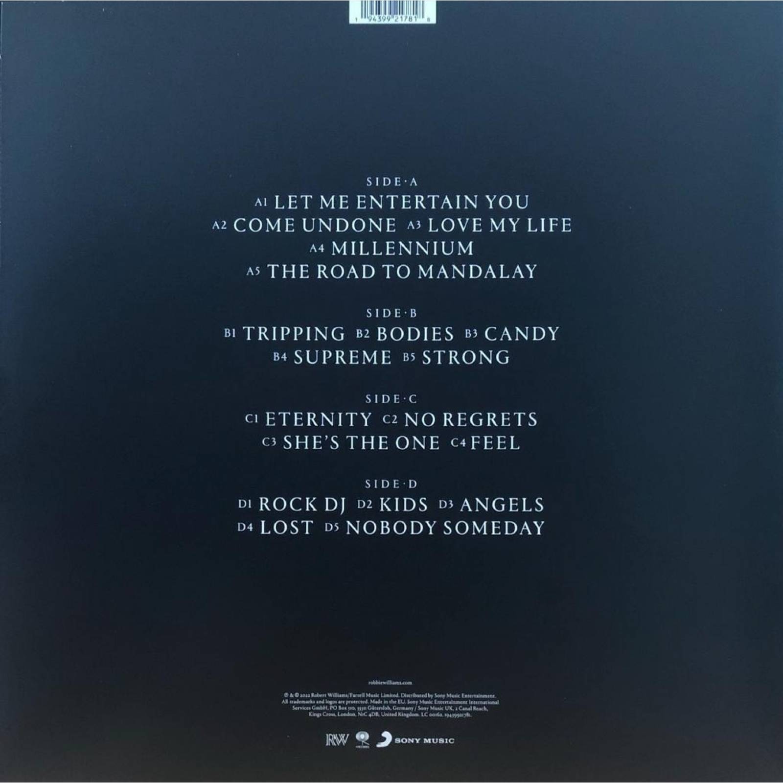 Robbie Williams Xxv 2 Lp Vinyl