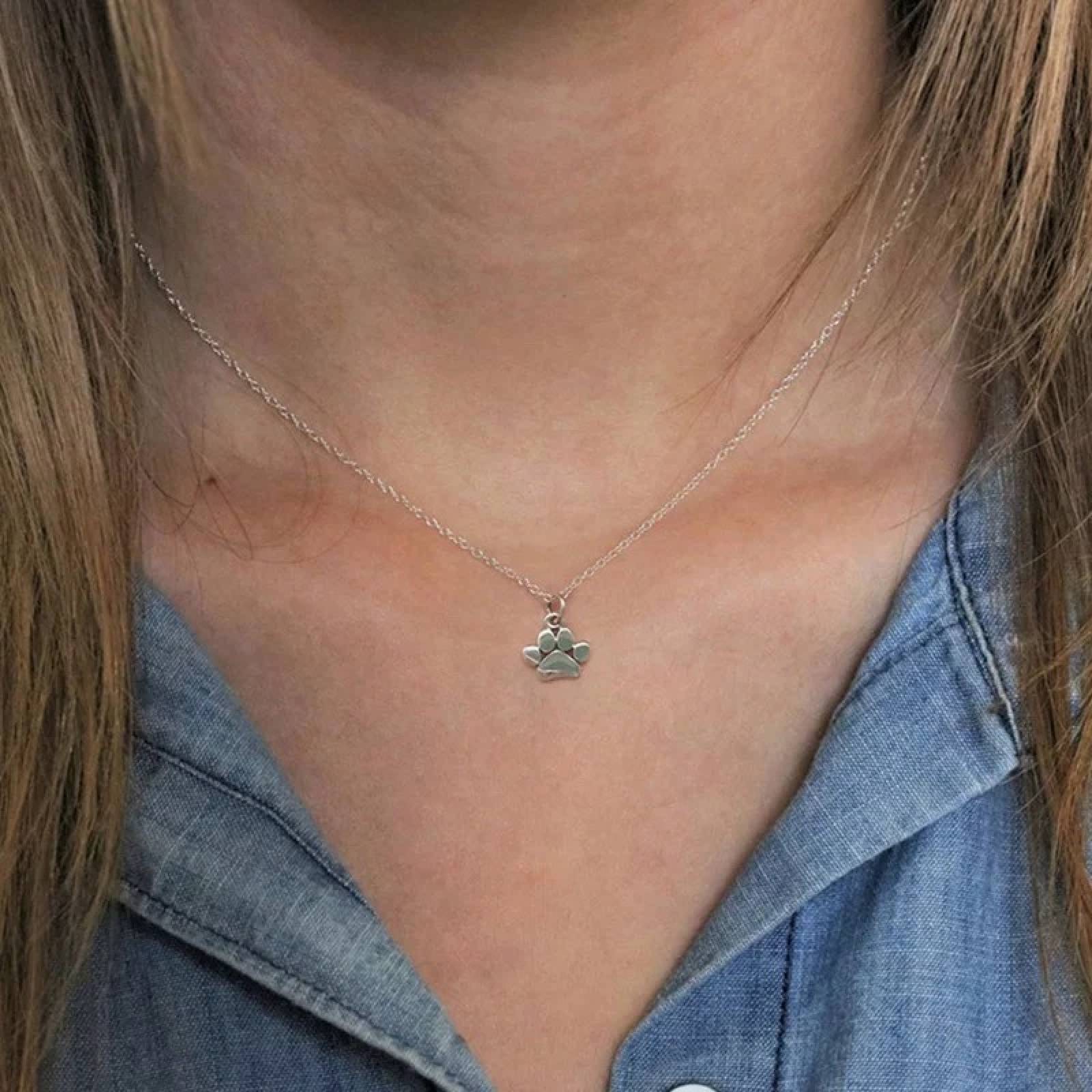 Collar ARETIZE Huella Perro de Plata de Ley 925 Plateado Mujer Unitalla + Caja de Regalo