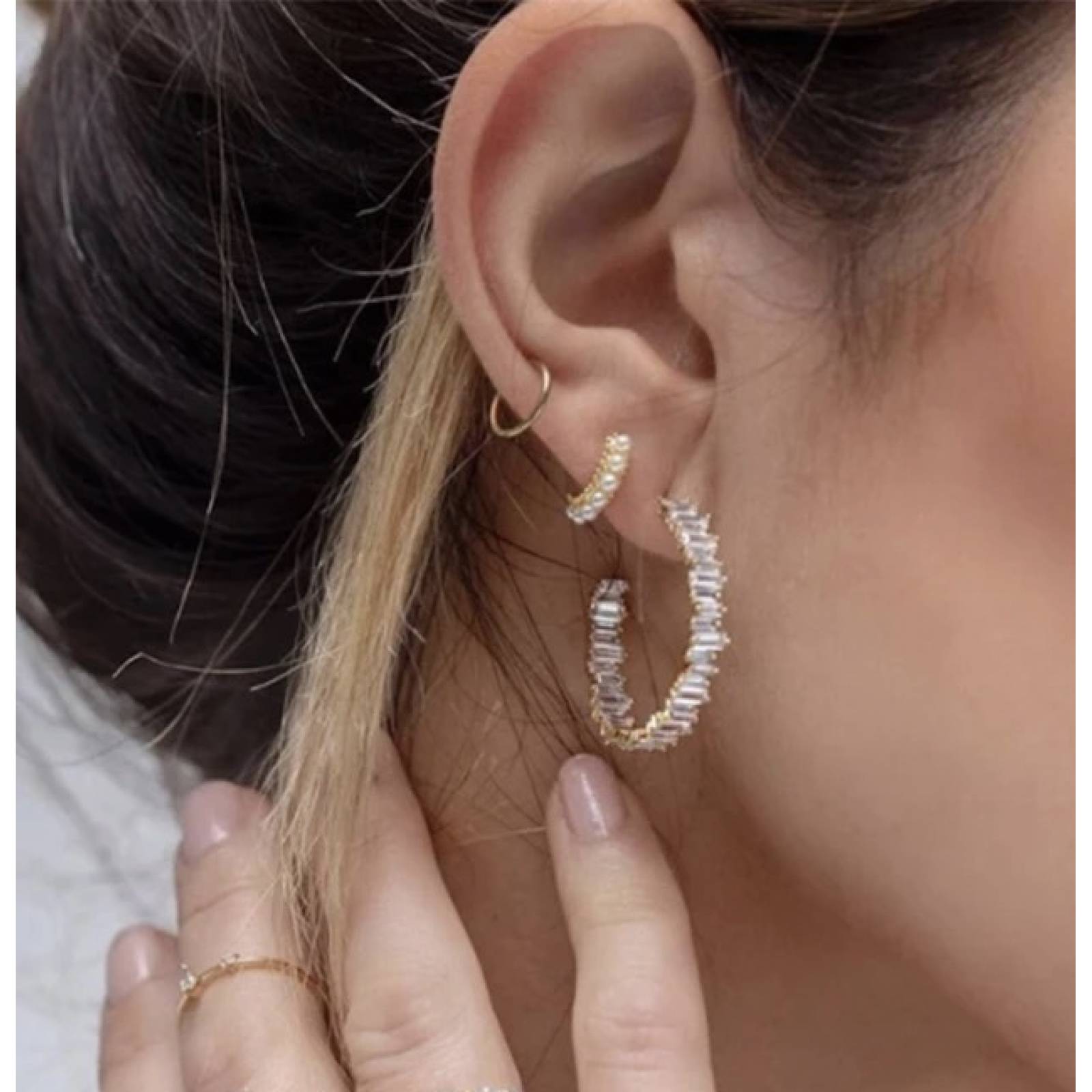 Aretes ARETIZE Arracadas de Plata de Ley 925 Baño en Oro de 18k Perlas y Zirconias Blanco Dorado Mujer Unitalla + Caja 