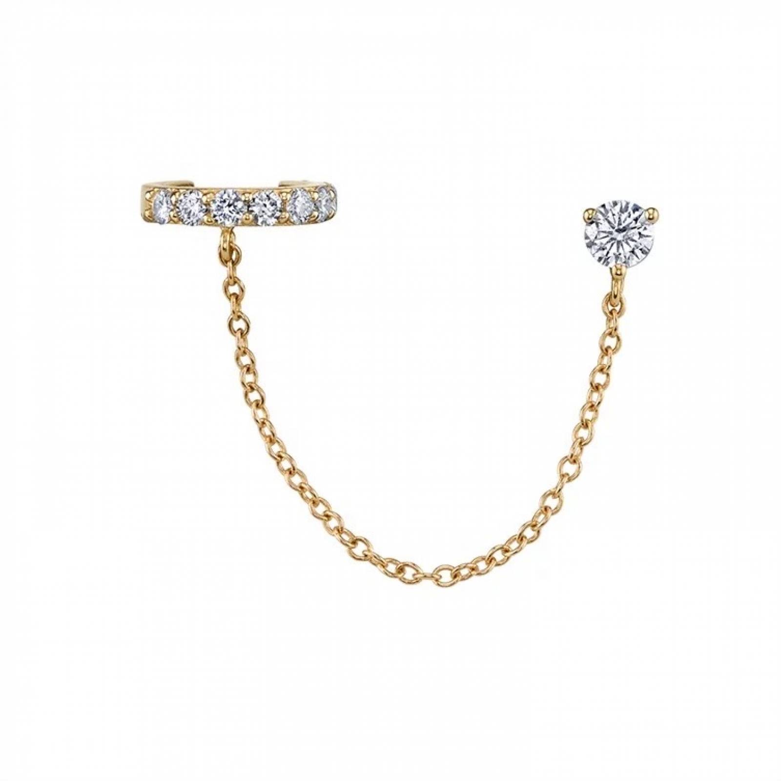 Piercing ARETIZE Cadena de Plata de Ley 925 Baño en Oro de 18k Zirconias  Dorado Mujer Ajustable + Caja de Regalo 