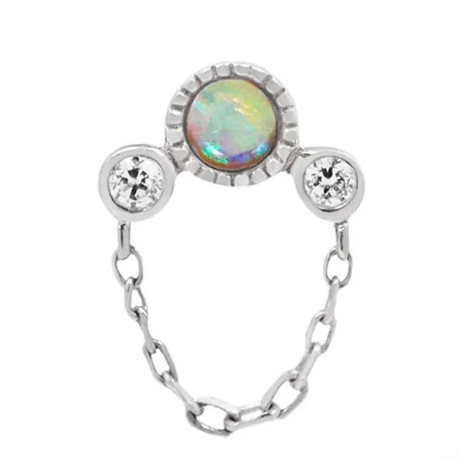 Piercing ARETIZE Piercing de Plata de Ley 925 Baño en Oro de 18k Ópalo Ópalo Dorado Mujer Unitalla + Caja Plateado 2cm