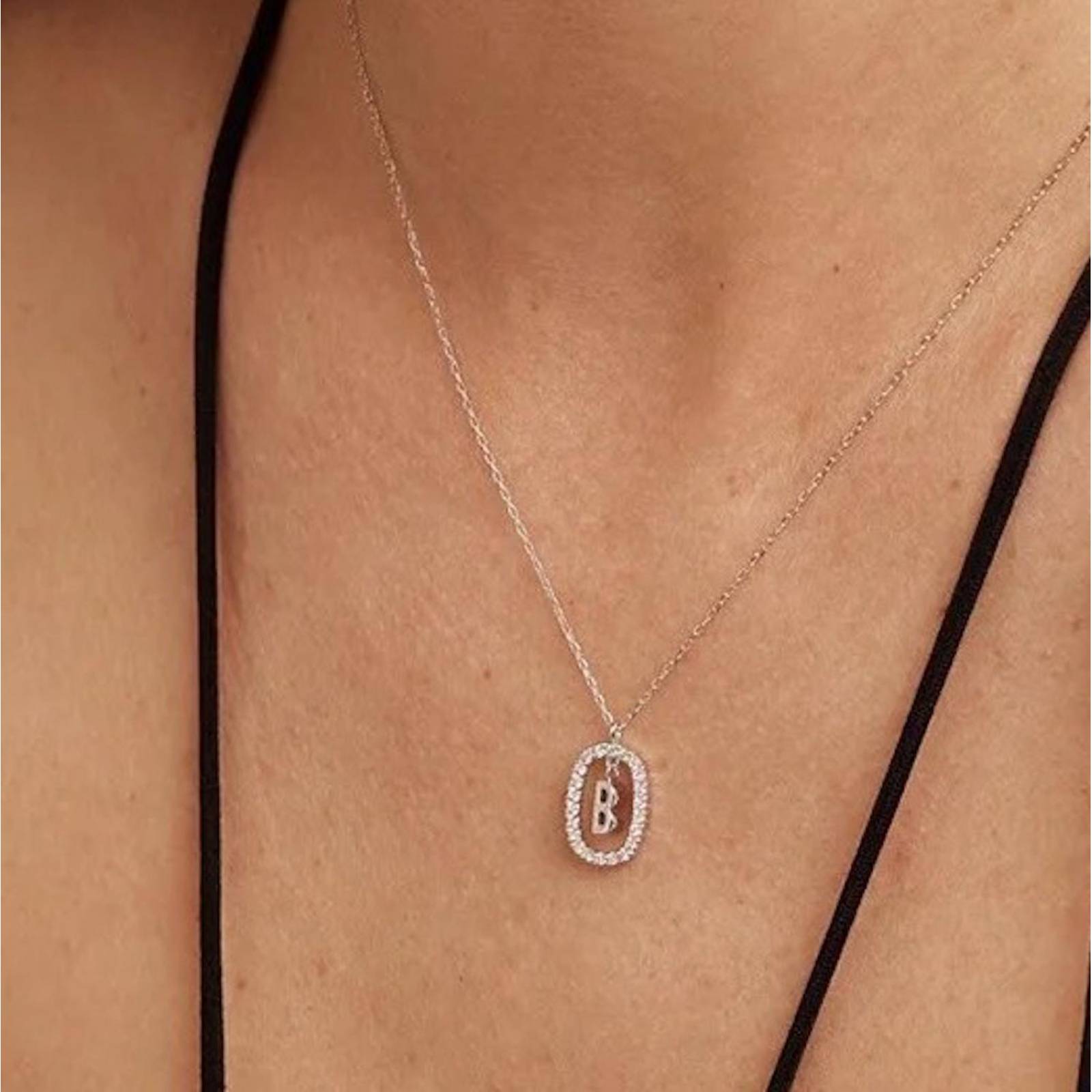 Collar ARETIZE Letra J de Plata de Ley 925 Zirconias Plateado Mujer Unitalla + Caja de Regalo 