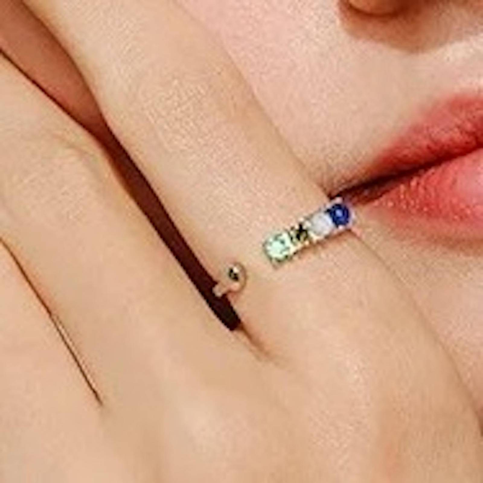 Anillo ARETIZE Corazon abierto de Plata de Ley 925 Ópalo y Zirconias Verde Plateado Talla 5 Mujer + Caja de Talla: 5