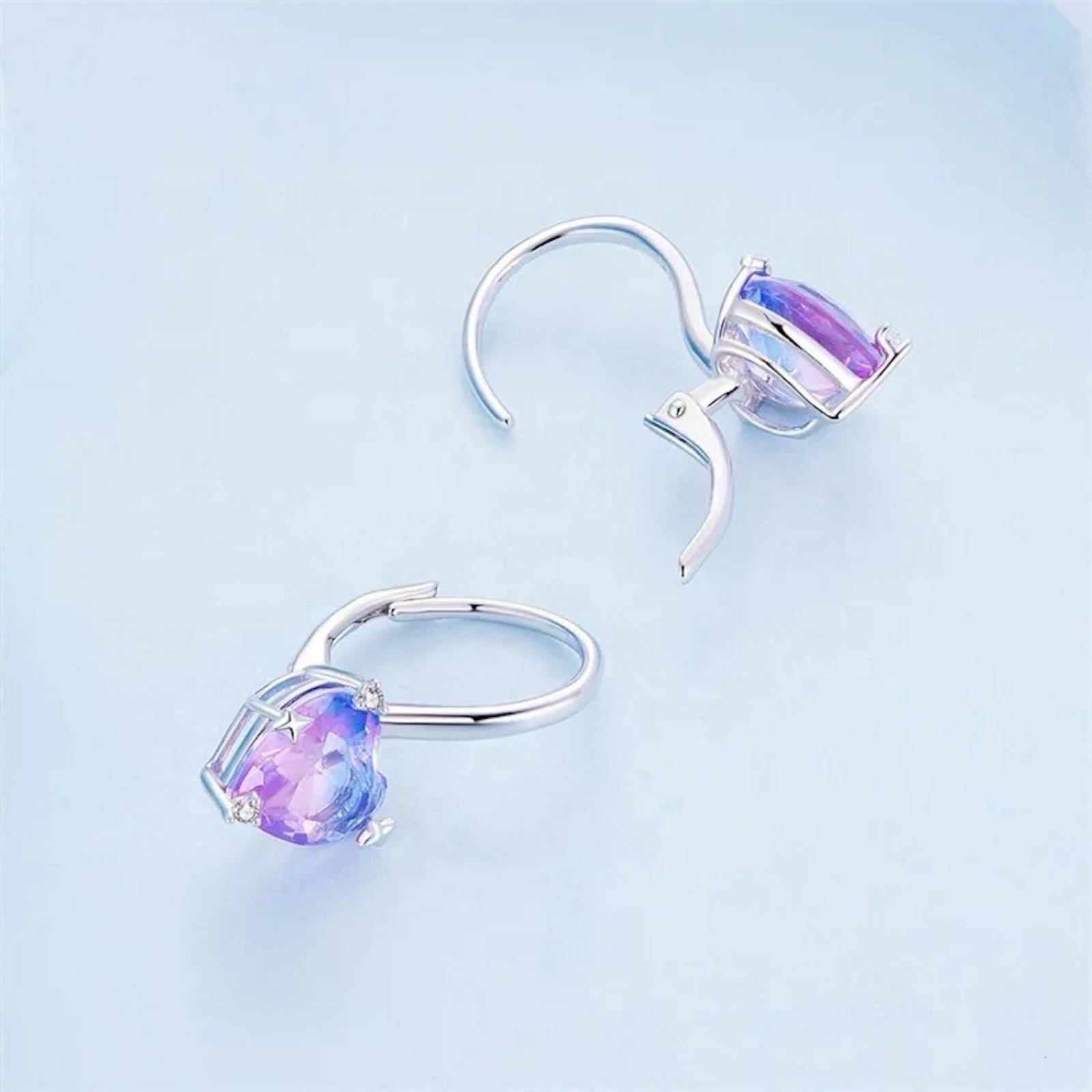 Aretes ARETIZE Corazón de Plata de Ley 925 Zirconias Plateado Mujer Unitalla + Caja de Regalo 