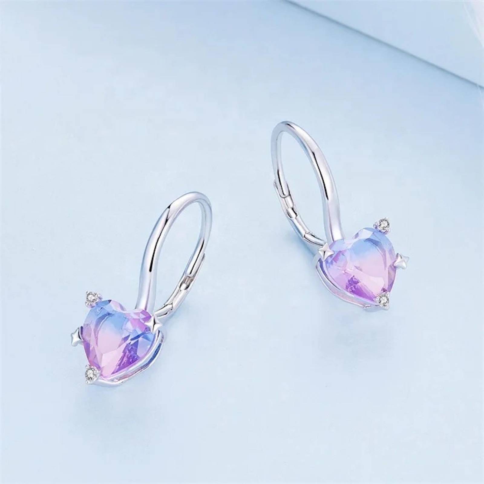 Aretes ARETIZE Corazón de Plata de Ley 925 Zirconias Plateado Mujer Unitalla + Caja de Regalo 