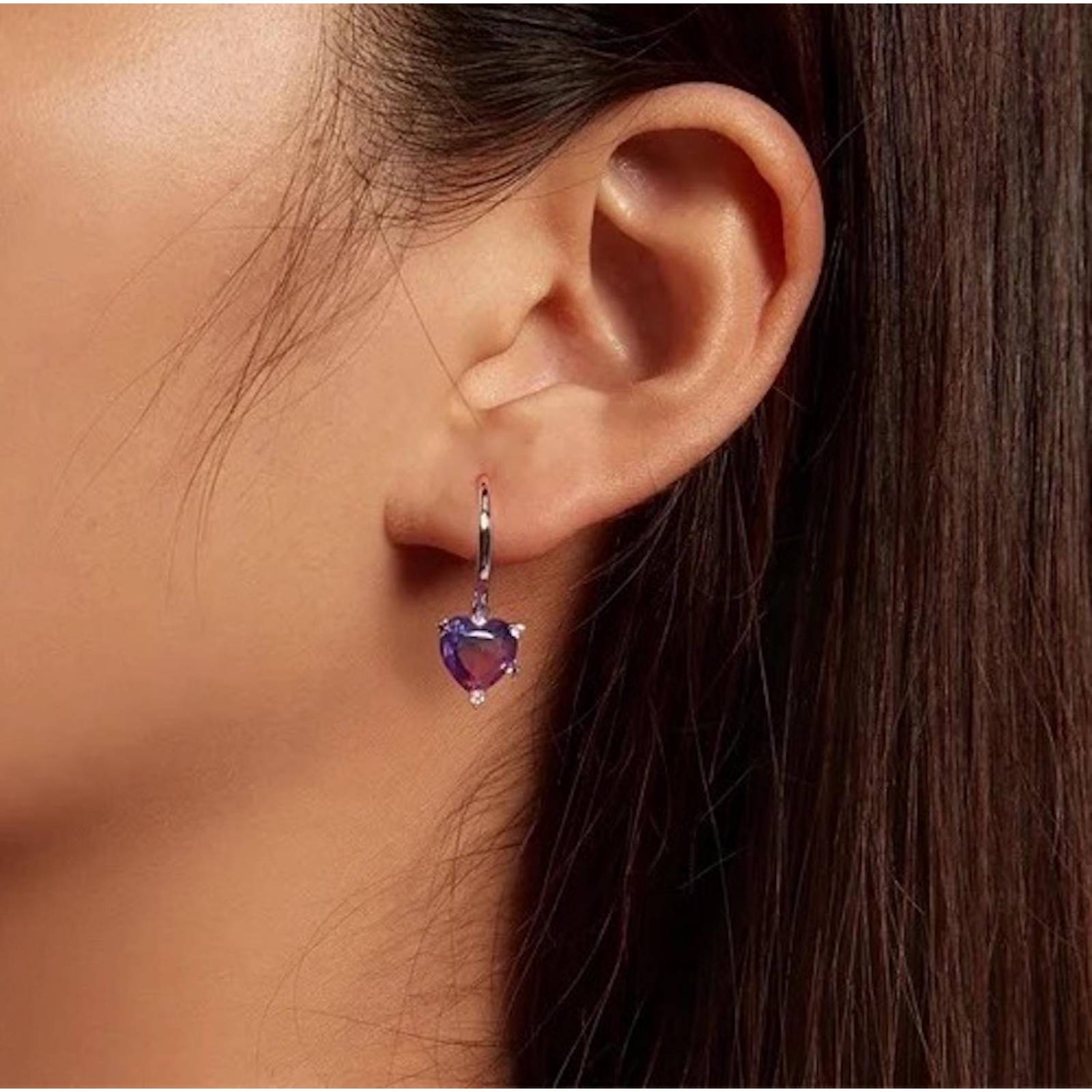 Aretes ARETIZE Corazón de Plata de Ley 925 Zirconias Plateado Mujer Unitalla + Caja de Regalo 