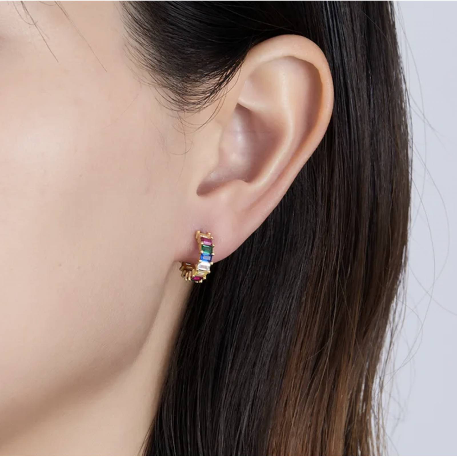 Aretes ARETIZE Aro de Plata de Ley 925 Baño en Oro de 18k Zirconias Dorado Mujer Unitalla + Caja de Regalo 