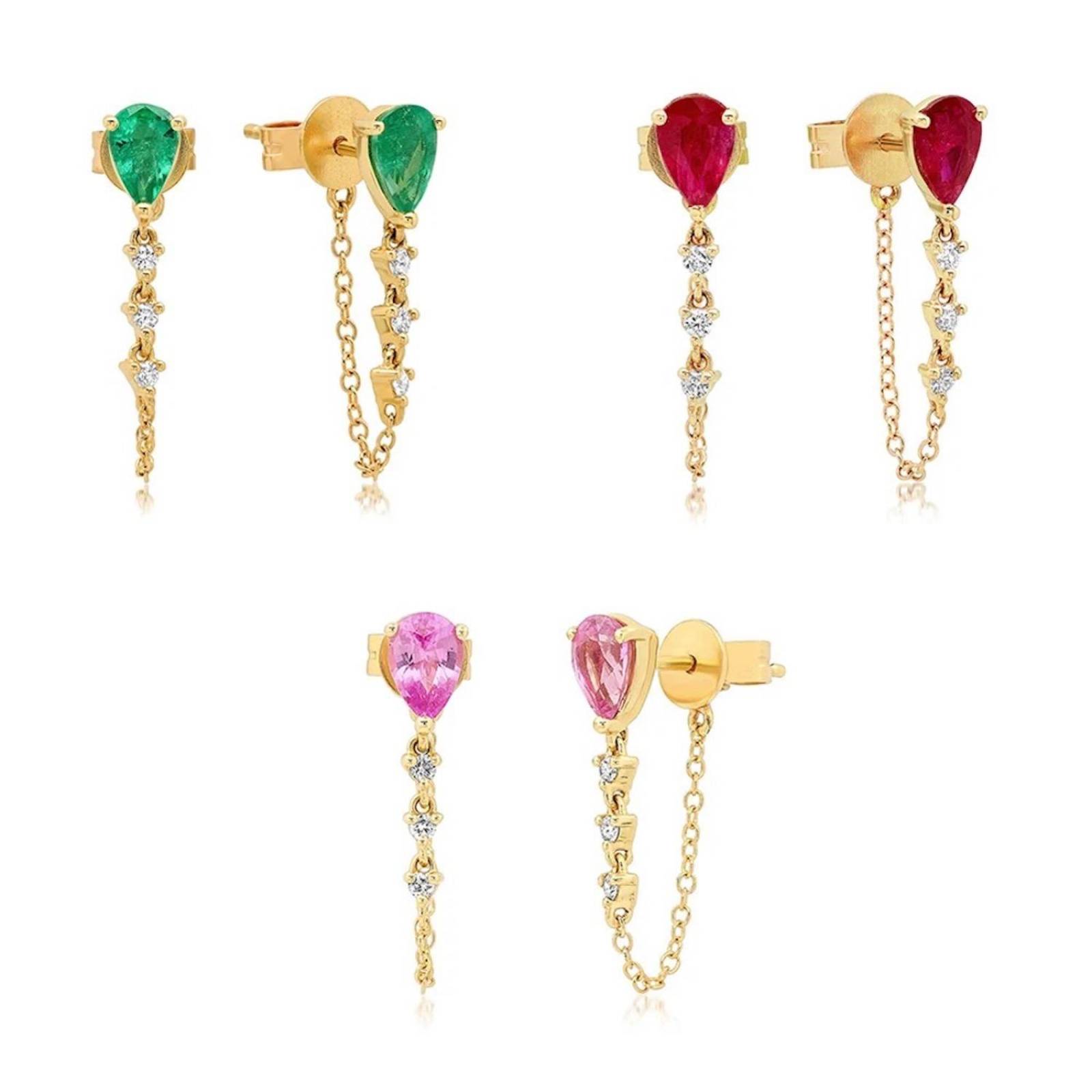 Aretes ARETIZE Cadena de Plata de Ley 925 Baño en Oro de 18k Zirconias Dorado Mujer Ajustable + Caja de Regalo 