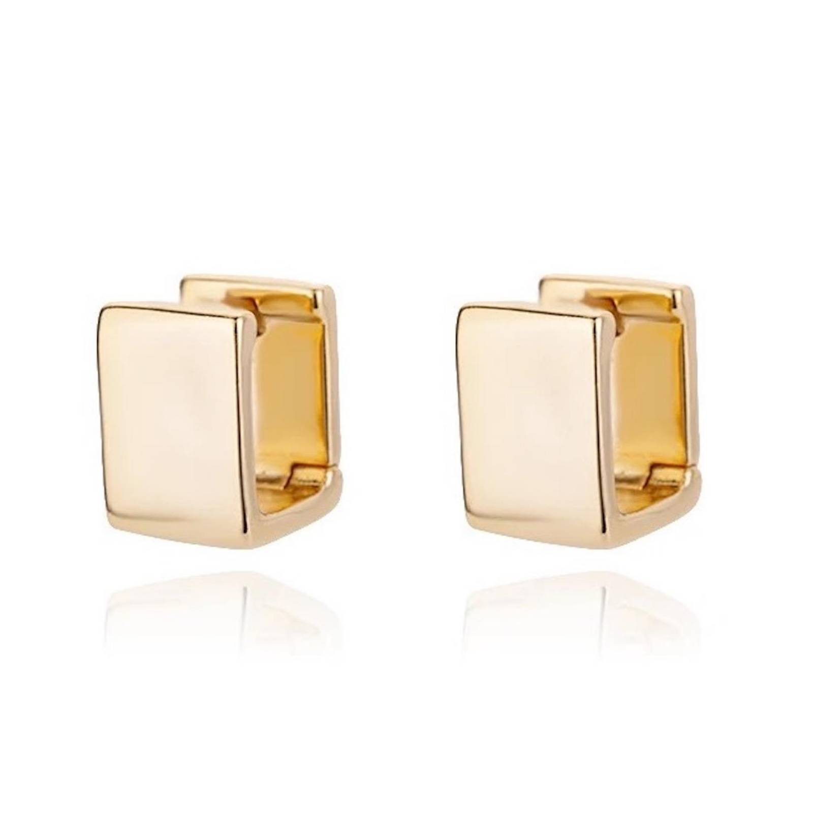 Aretes ARETIZE Cuadrados de Plata de Ley 925 Baño en Oro de 18k Dorado Mujer Unitalla + Caja de Regalo 