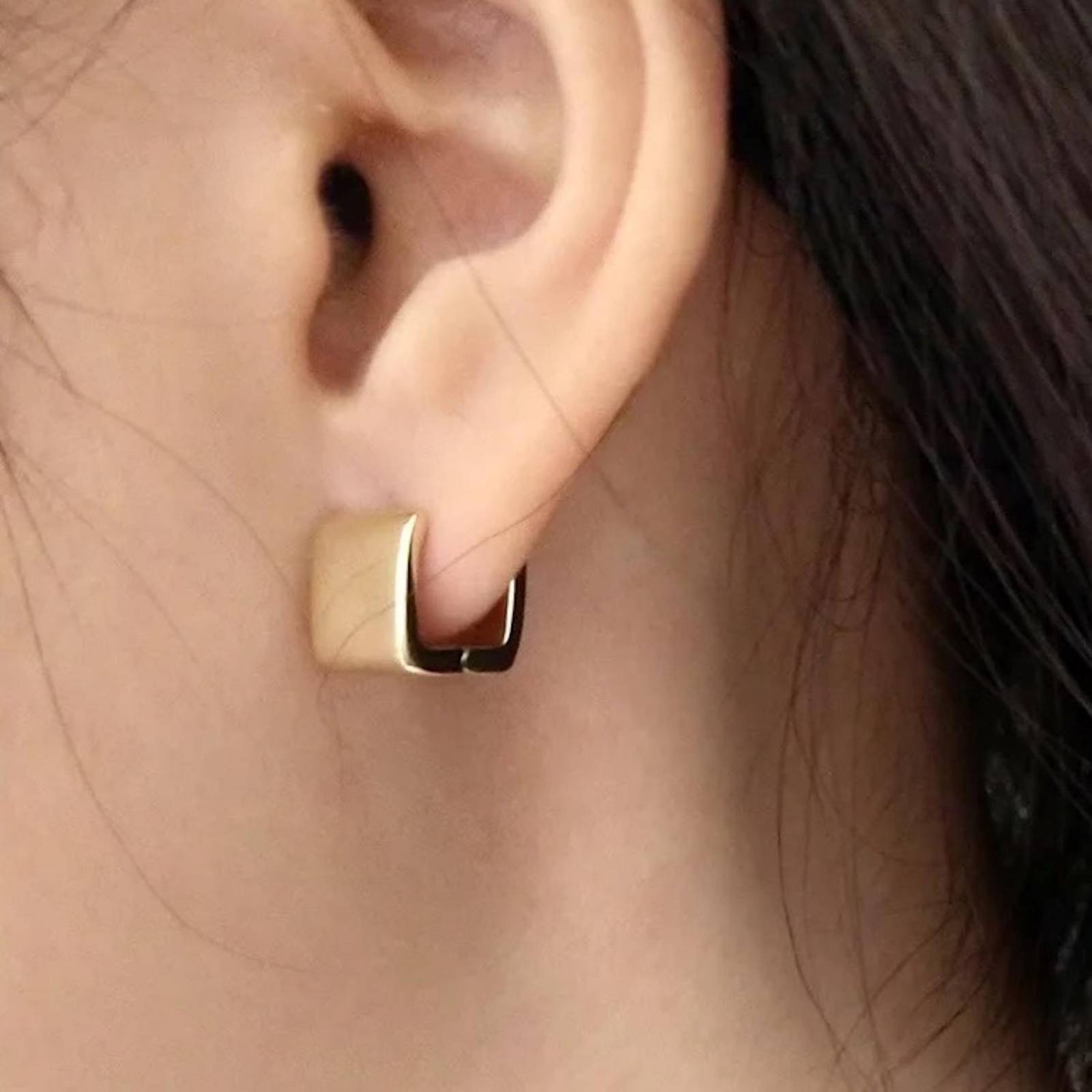 Aretes ARETIZE Cuadrados de Plata de Ley 925 Baño en Oro de 18k Dorado Mujer Unitalla + Caja de Regalo 