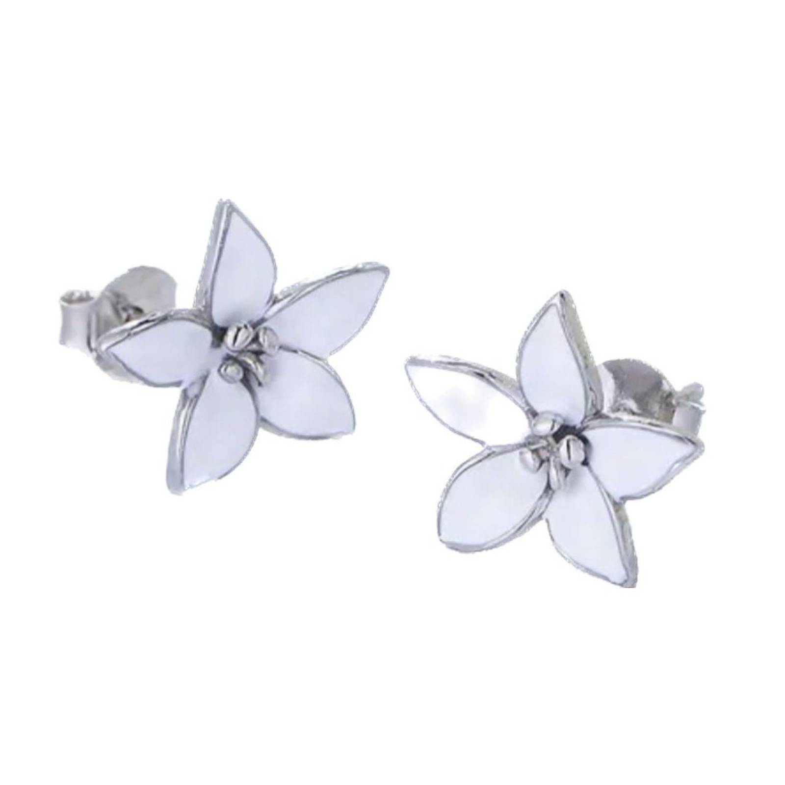 Aretes ARETIZE Flor de Plata de Ley 925 Plateado Mujer Unitalla + Caja de Regalo 